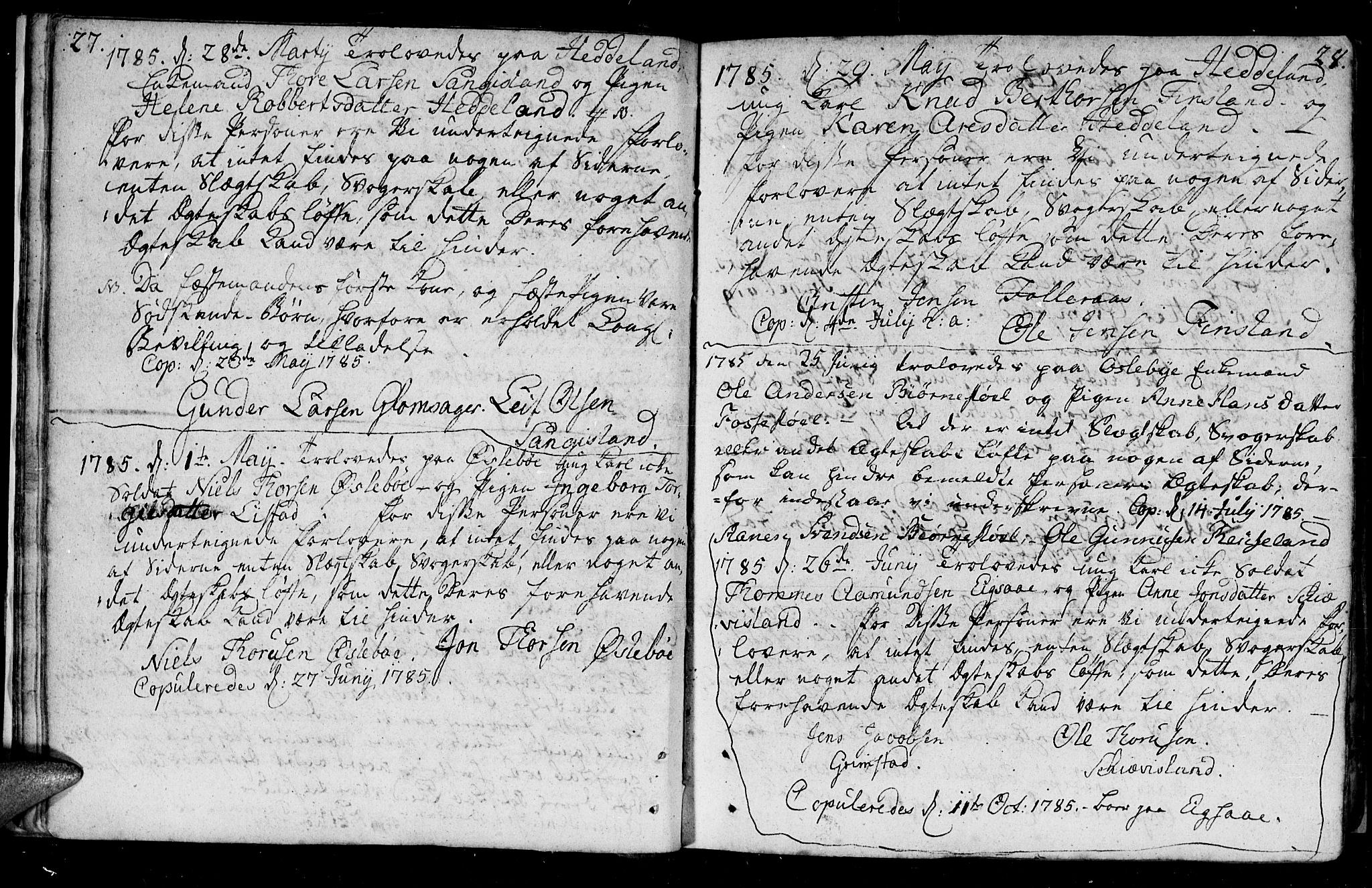 Holum sokneprestkontor, SAK/1111-0022/F/Fa/Fac/L0001: Parish register (official) no. A 1, 1773-1820, p. 27-28