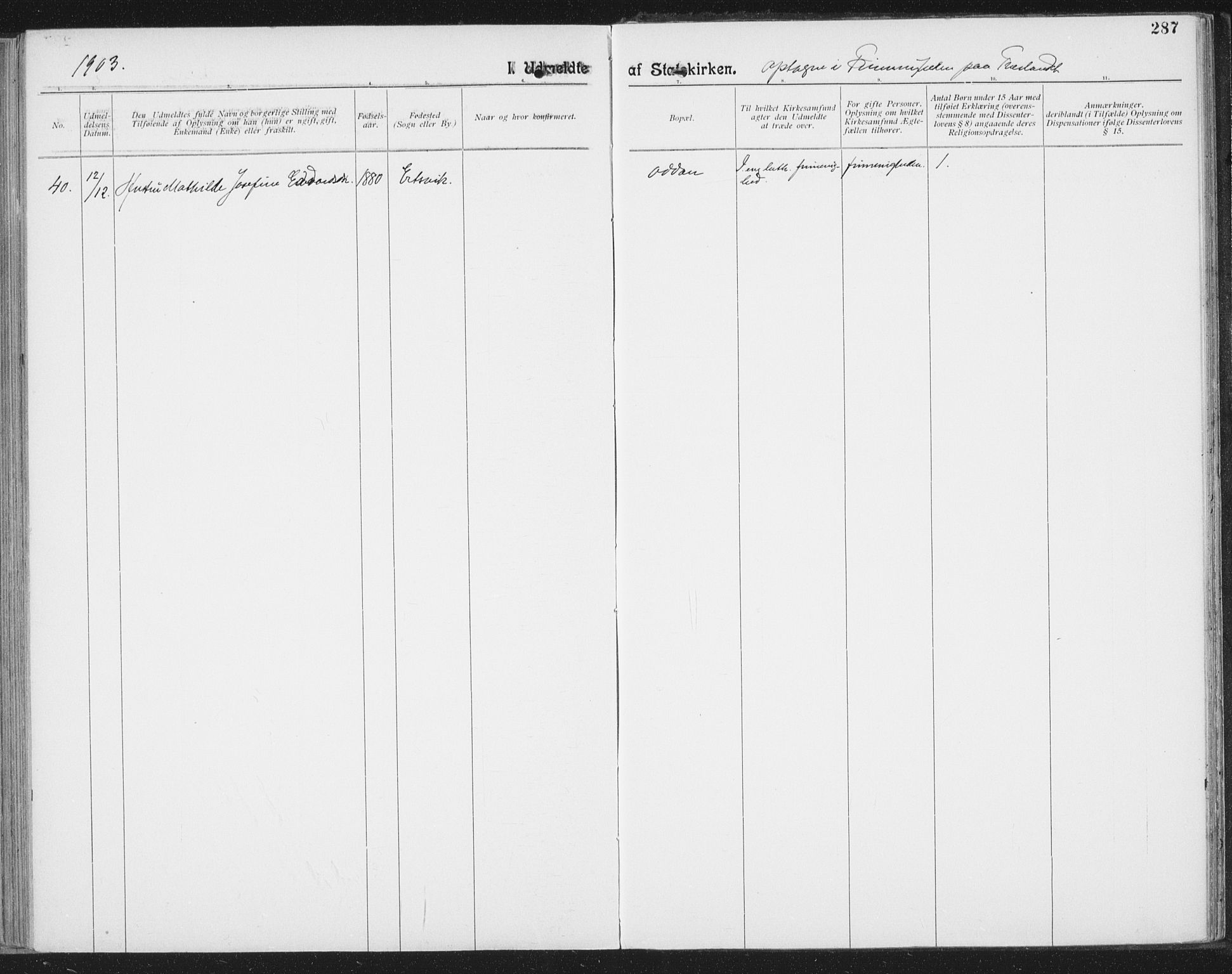 Ministerialprotokoller, klokkerbøker og fødselsregistre - Nordland, SAT/A-1459/804/L0081: Parish register (official) no. 804A02, 1901-1915, p. 287