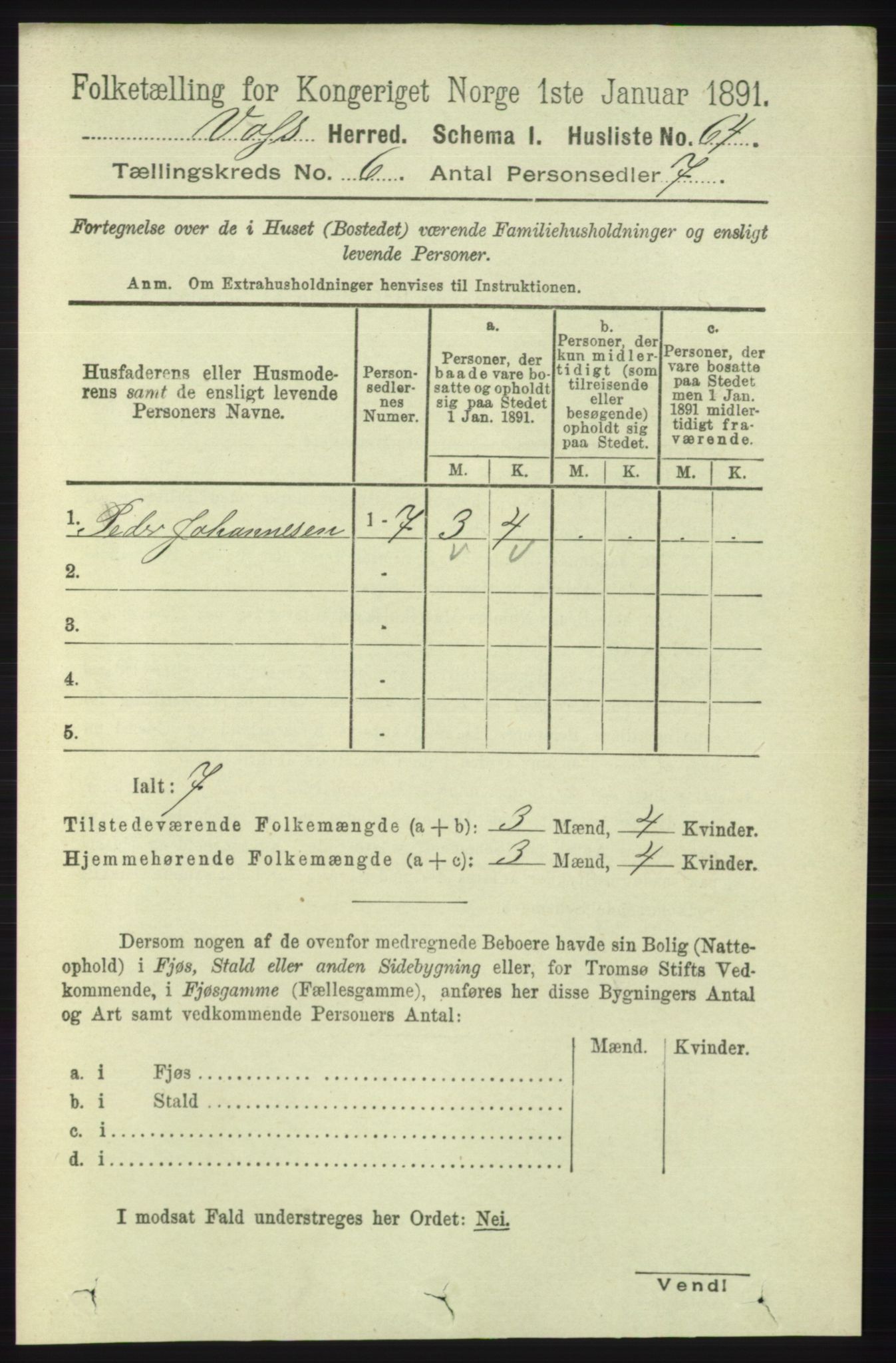 RA, 1891 census for 1235 Voss, 1891, p. 3281