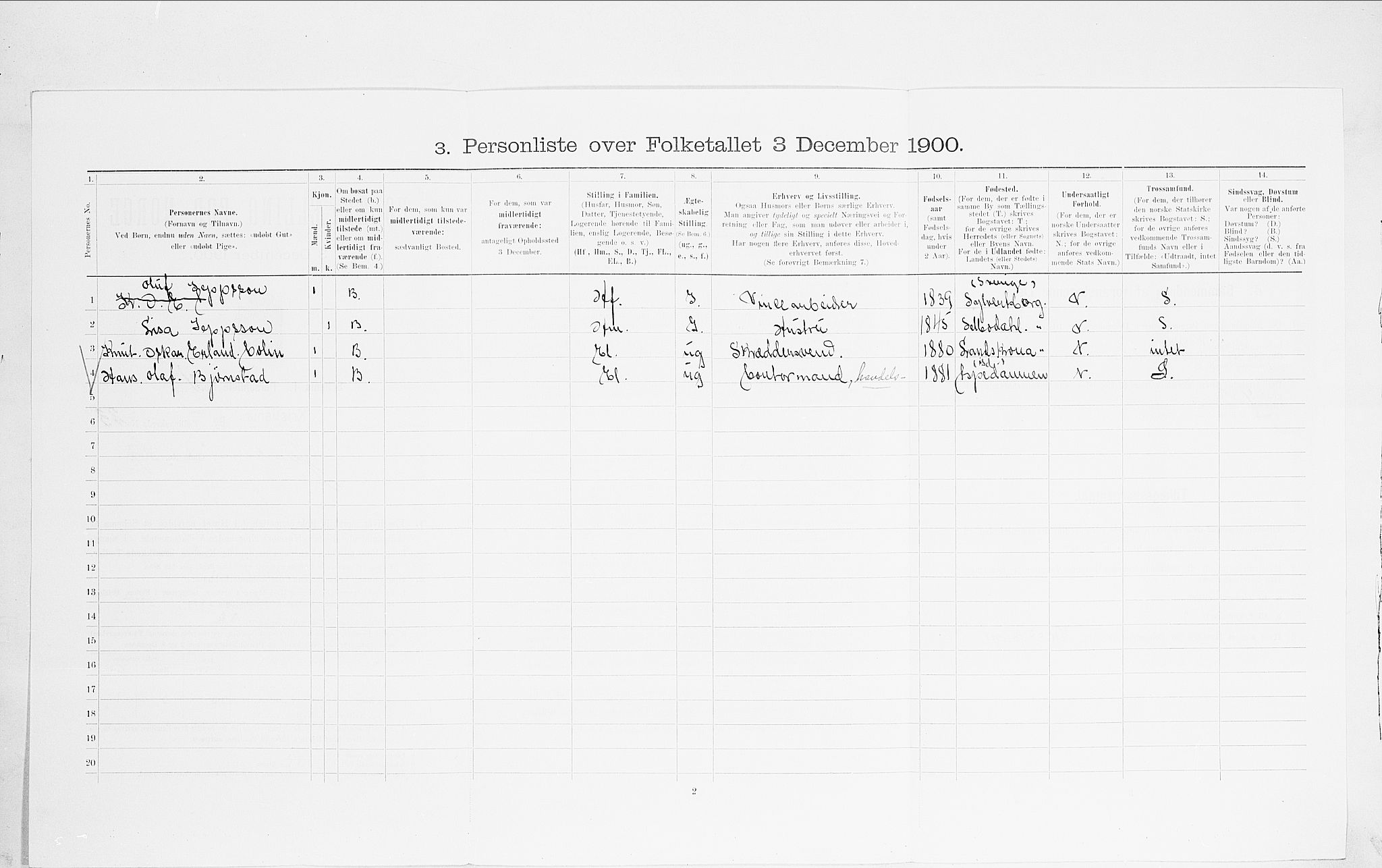 SAO, 1900 census for Kristiania, 1900, p. 102481