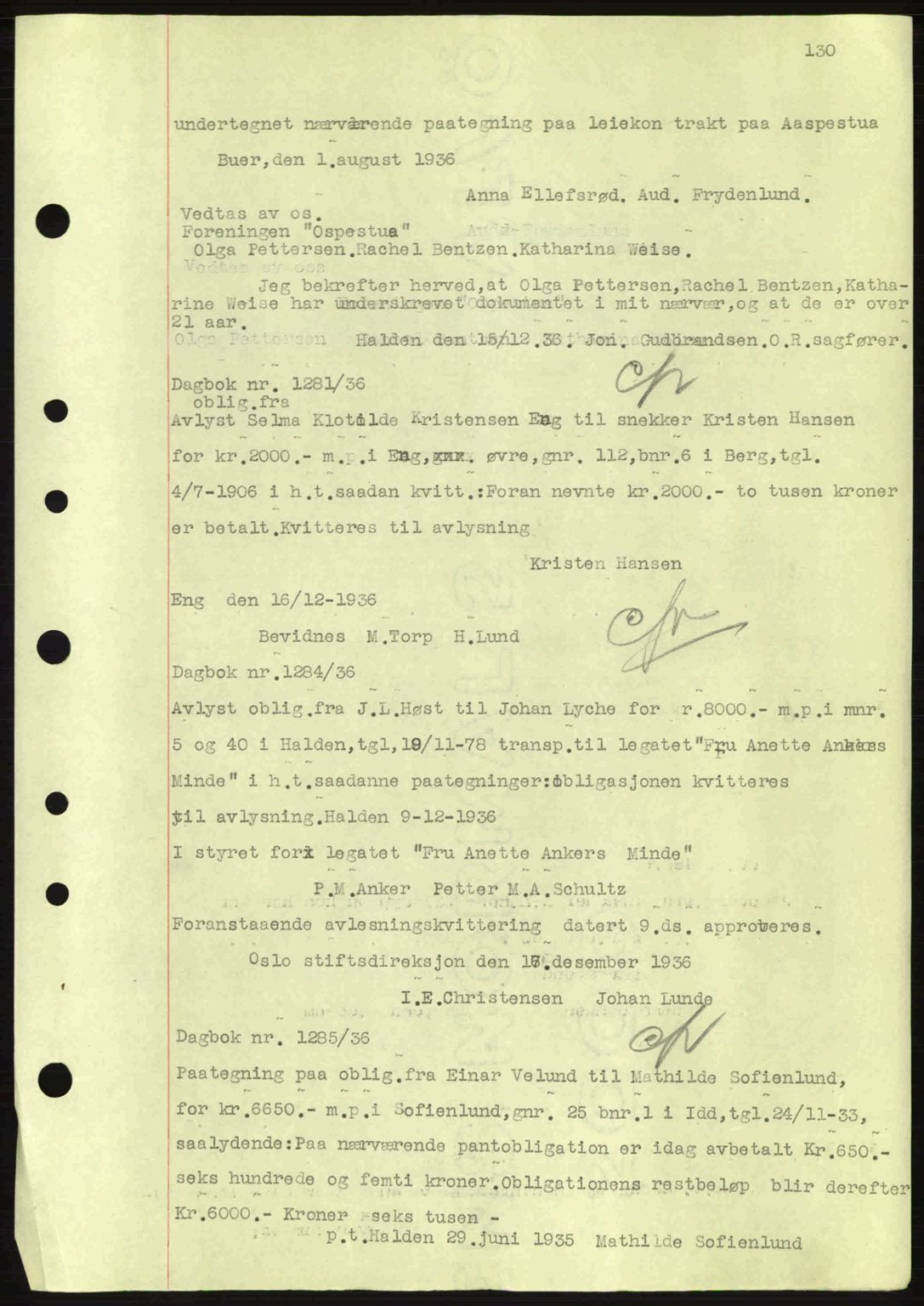 Idd og Marker sorenskriveri, AV/SAO-A-10283/G/Gb/Gbc/L0001: Mortgage book no. B1-3, 1936-1939, Diary no: : 1281/1936