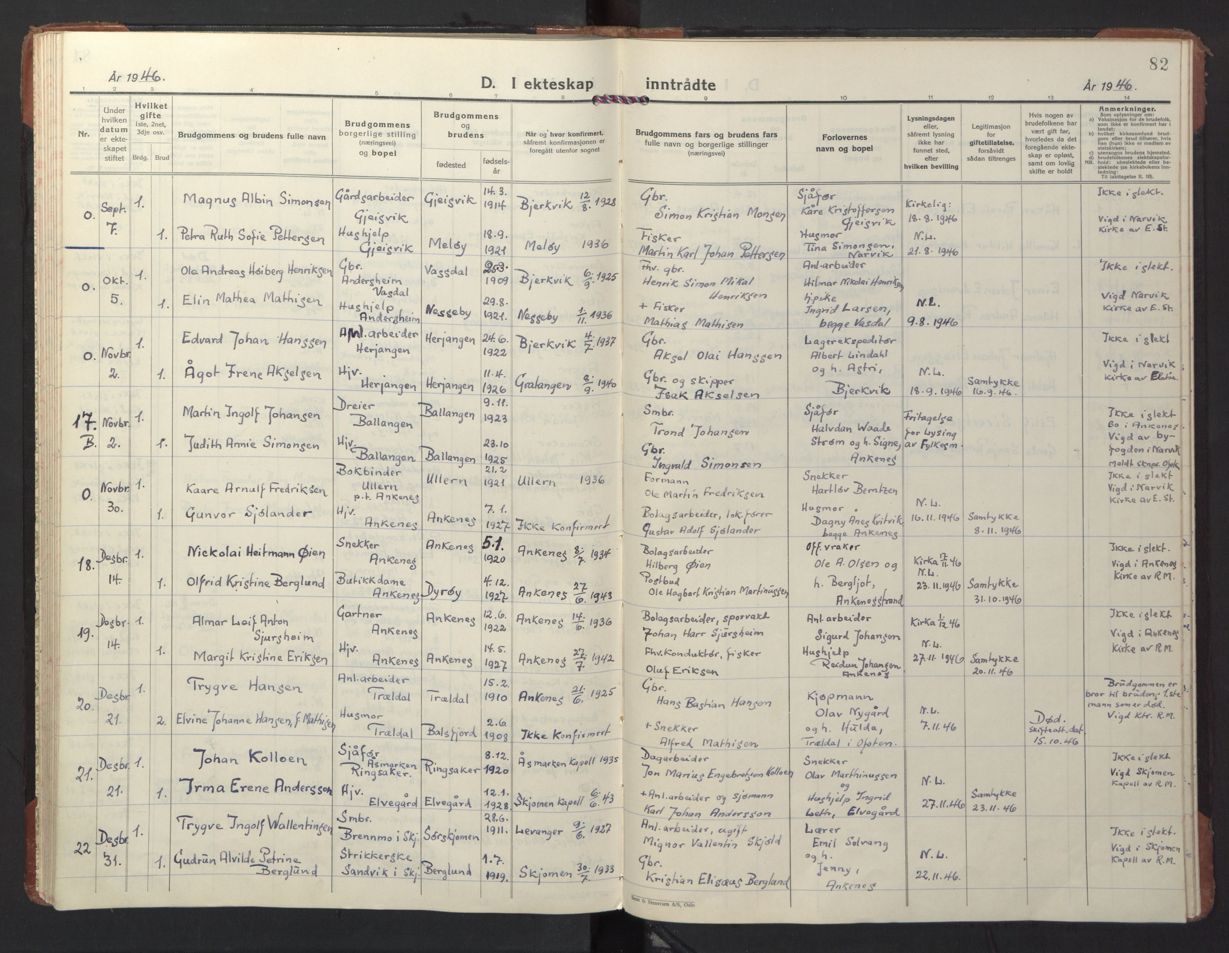 Ministerialprotokoller, klokkerbøker og fødselsregistre - Nordland, AV/SAT-A-1459/866/L0948: Parish register (official) no. 866A11, 1929-1949, p. 82