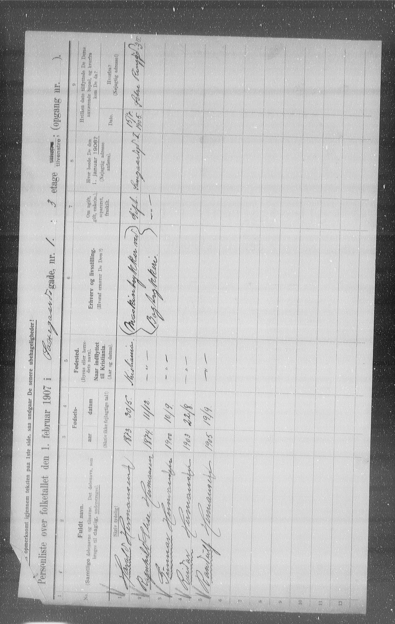 OBA, Municipal Census 1907 for Kristiania, 1907, p. 45680