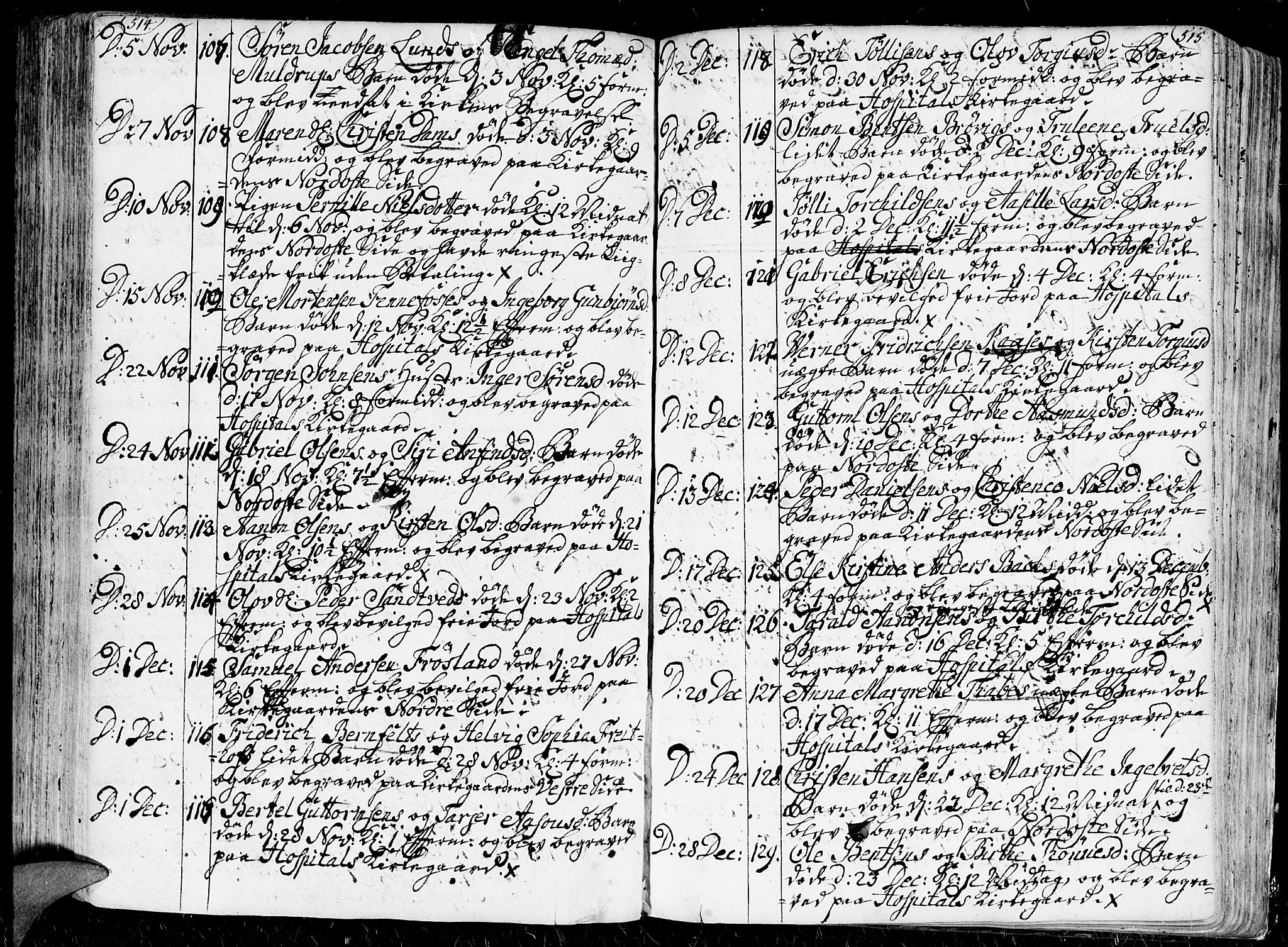 Kristiansand domprosti, AV/SAK-1112-0006/F/Fa/L0001: Parish register (official) no. A 1, 1734-1793, p. 514-515