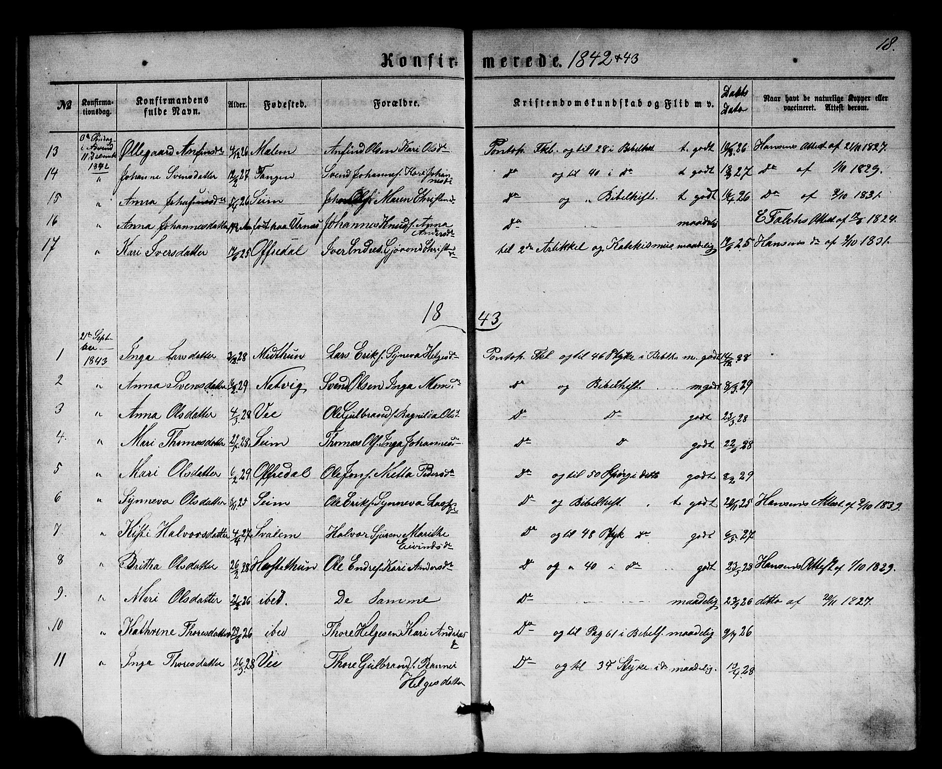 Årdal sokneprestembete, SAB/A-81701: Parish register (official) no. A 1, 1834-1863, p. 18
