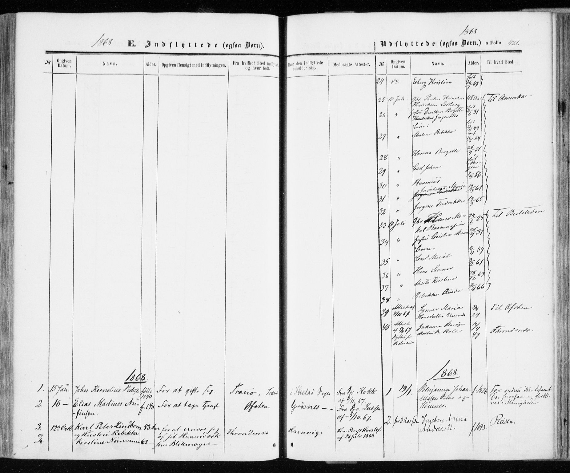 Ibestad sokneprestembete, AV/SATØ-S-0077/H/Ha/Haa/L0009kirke: Parish register (official) no. 9, 1859-1868, p. 421