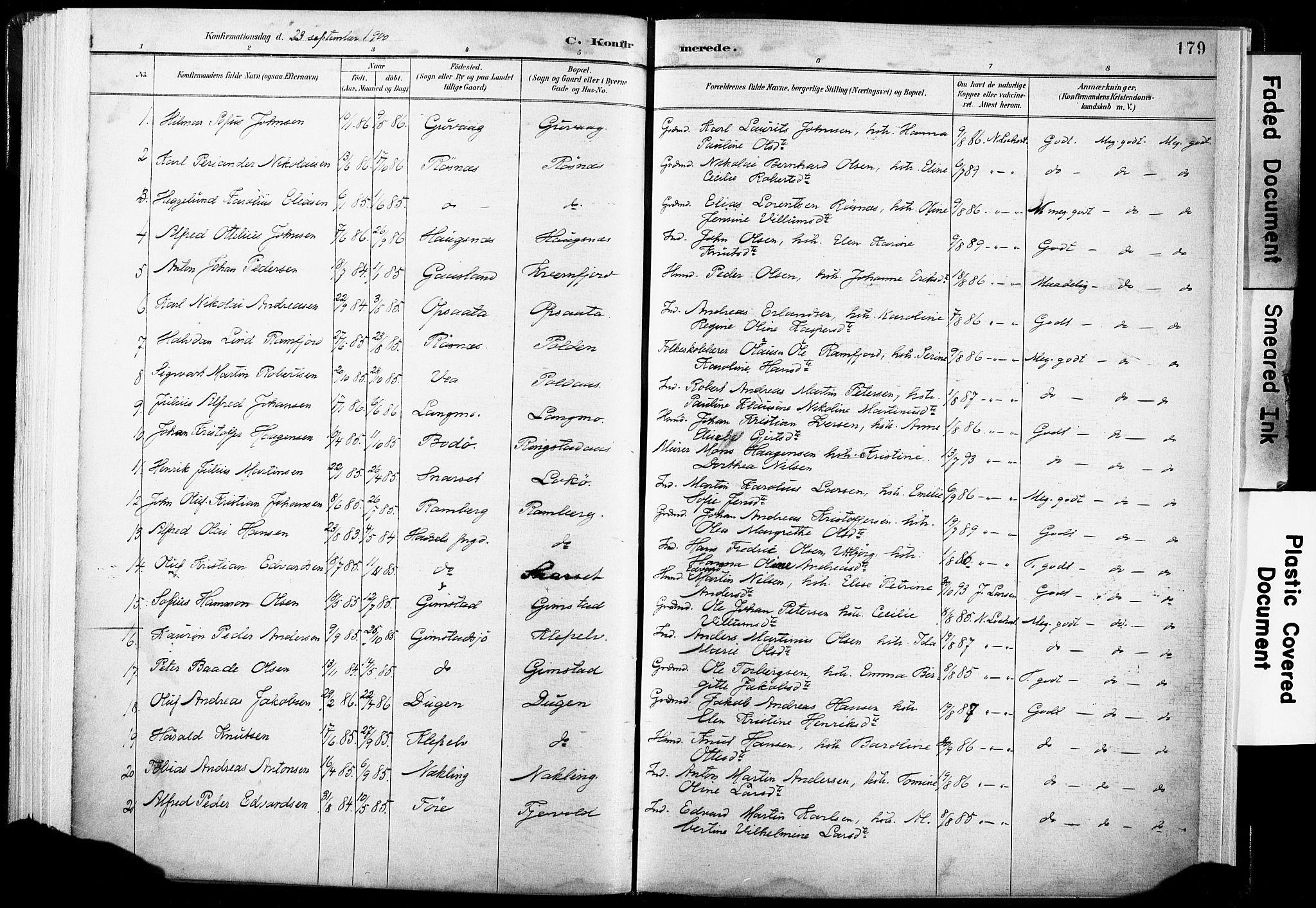 Ministerialprotokoller, klokkerbøker og fødselsregistre - Nordland, AV/SAT-A-1459/891/L1304: Parish register (official) no. 891A09, 1895-1921, p. 179