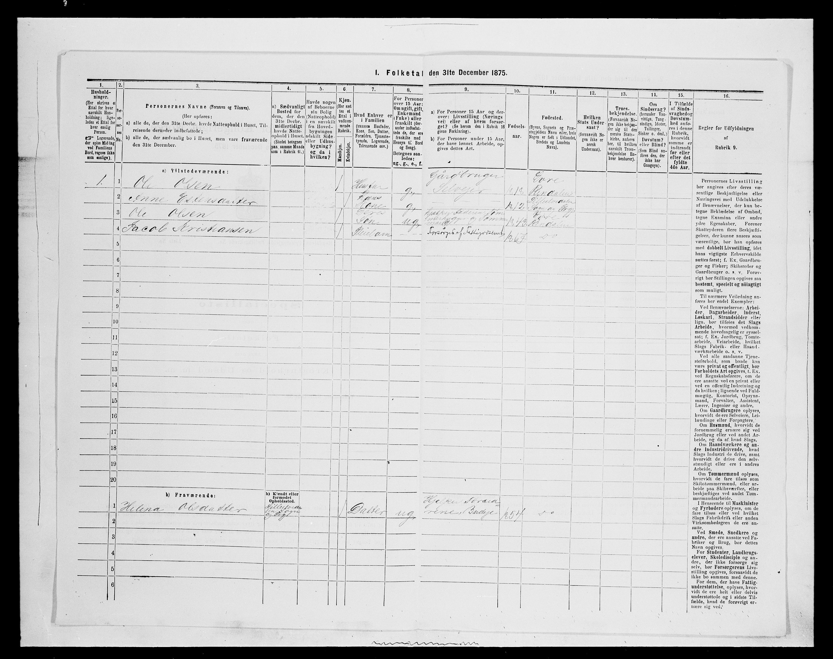 SAH, 1875 census for 0432P Rendalen, 1875, p. 809