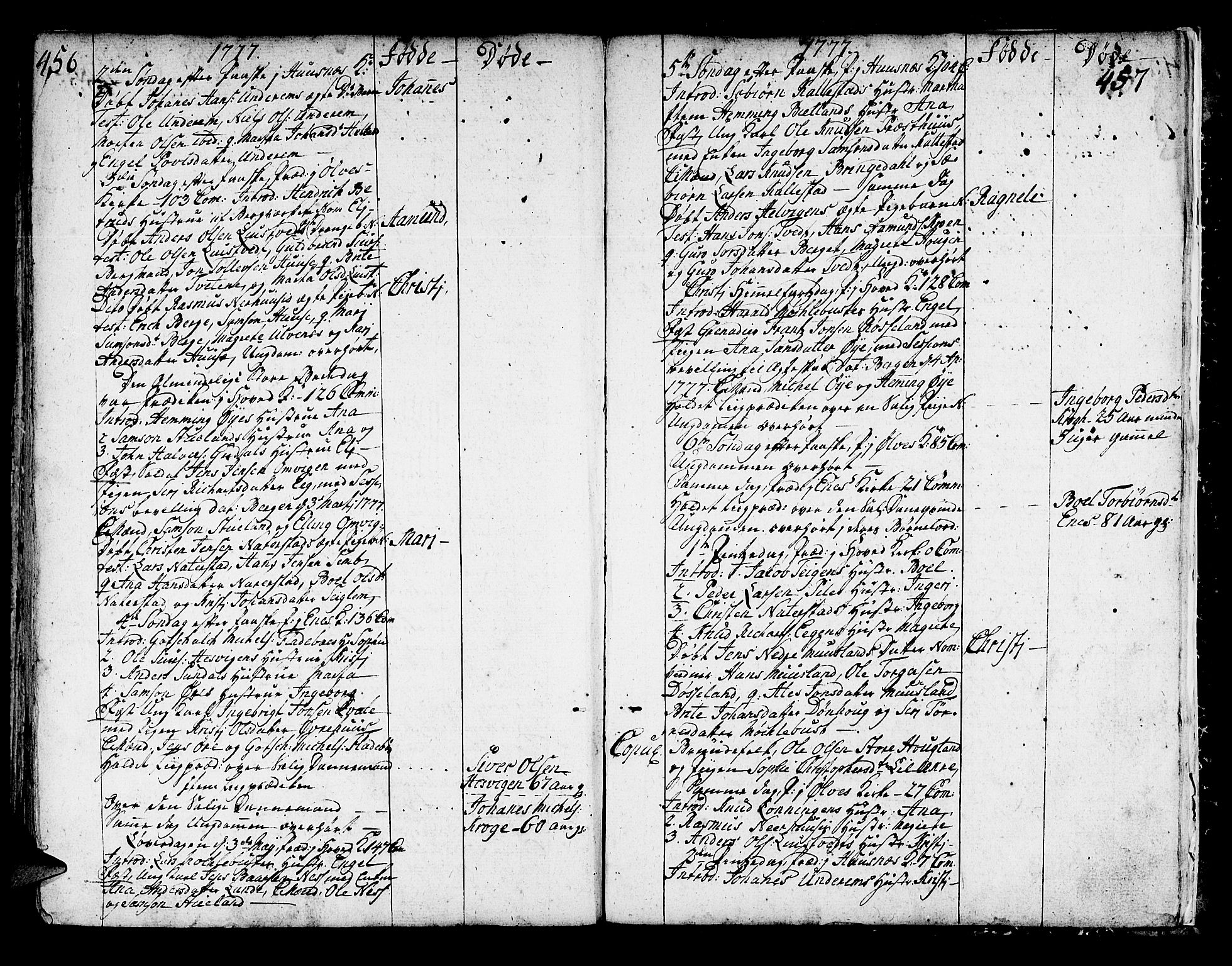 Kvinnherad sokneprestembete, AV/SAB-A-76401/H/Haa: Parish register (official) no. A 3, 1754-1777, p. 456-457