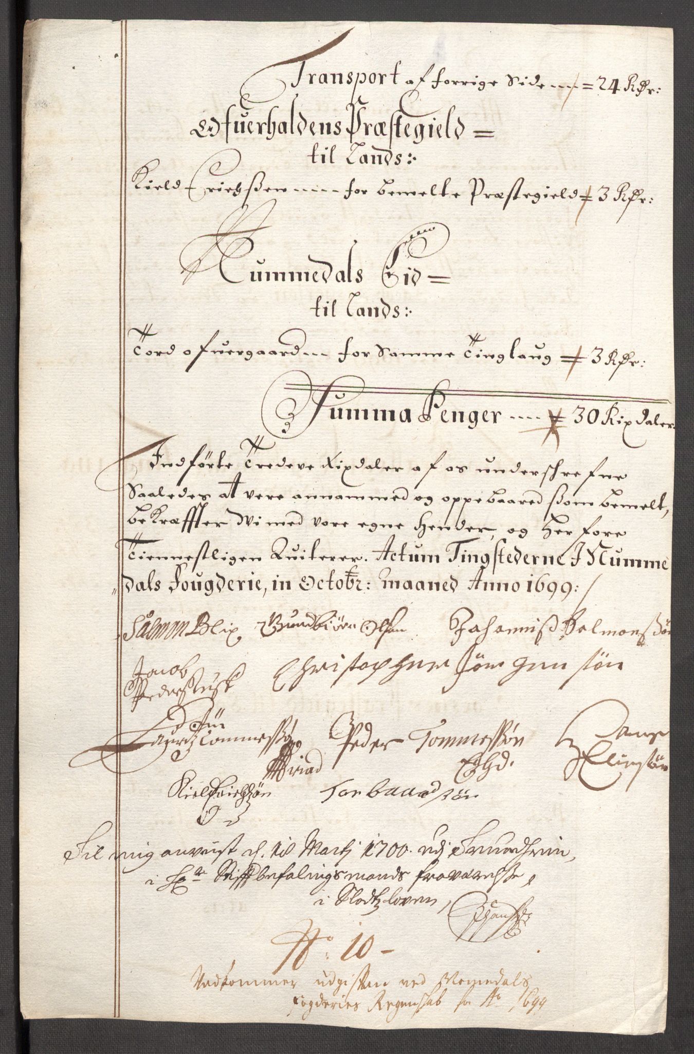 Rentekammeret inntil 1814, Reviderte regnskaper, Fogderegnskap, AV/RA-EA-4092/R64/L4426: Fogderegnskap Namdal, 1699-1700, p. 179