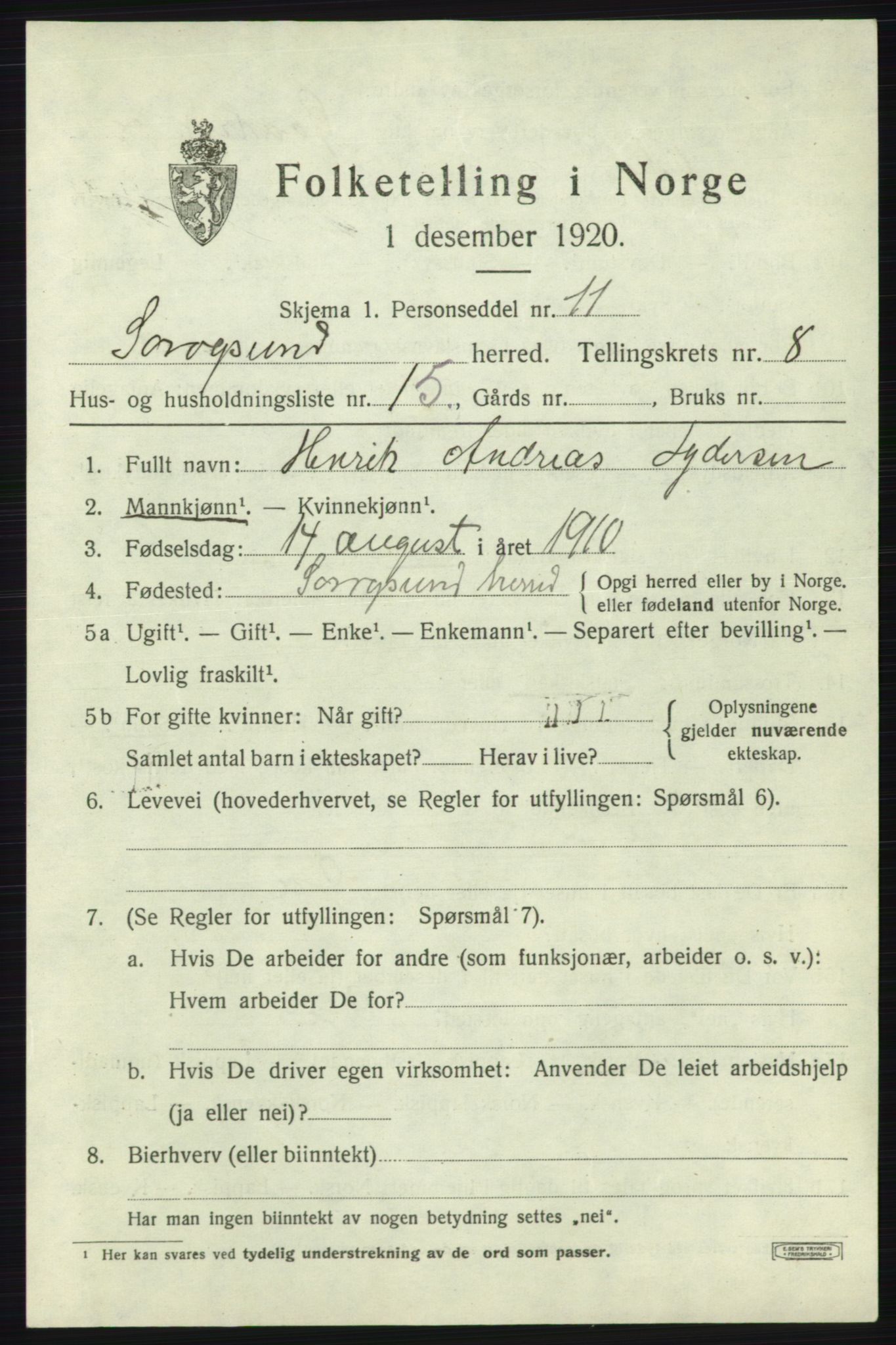 SATØ, 1920 census for Sørøysund rural district, 1920, p. 3590