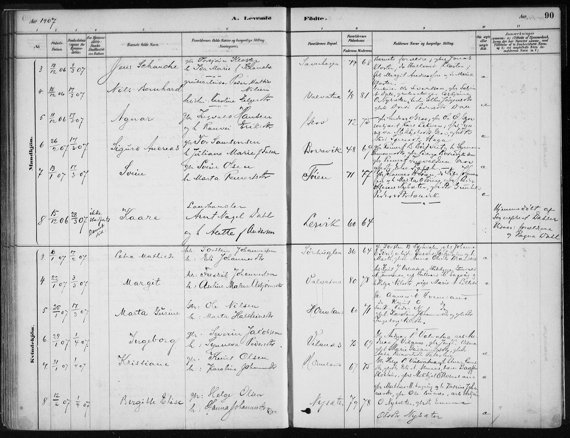 Stord sokneprestembete, AV/SAB-A-78201/H/Haa: Parish register (official) no. B 2, 1878-1913, p. 90