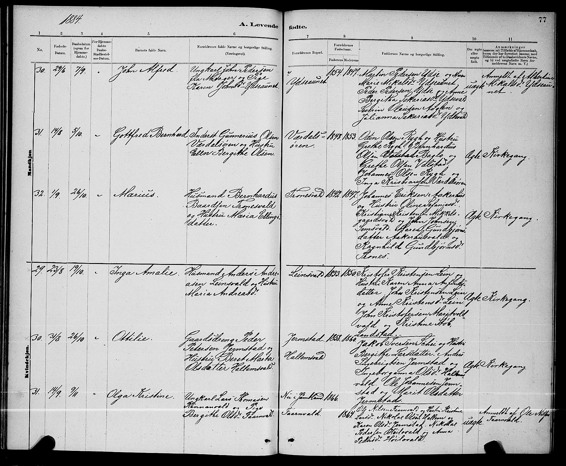 Ministerialprotokoller, klokkerbøker og fødselsregistre - Nord-Trøndelag, SAT/A-1458/723/L0256: Parish register (copy) no. 723C04, 1879-1890, p. 77
