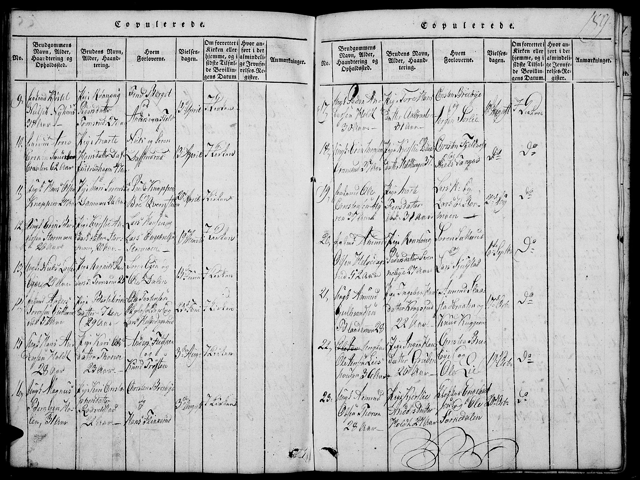 Nord-Odal prestekontor, AV/SAH-PREST-032/H/Ha/Hab/L0001: Parish register (copy) no. 1, 1819-1838, p. 189