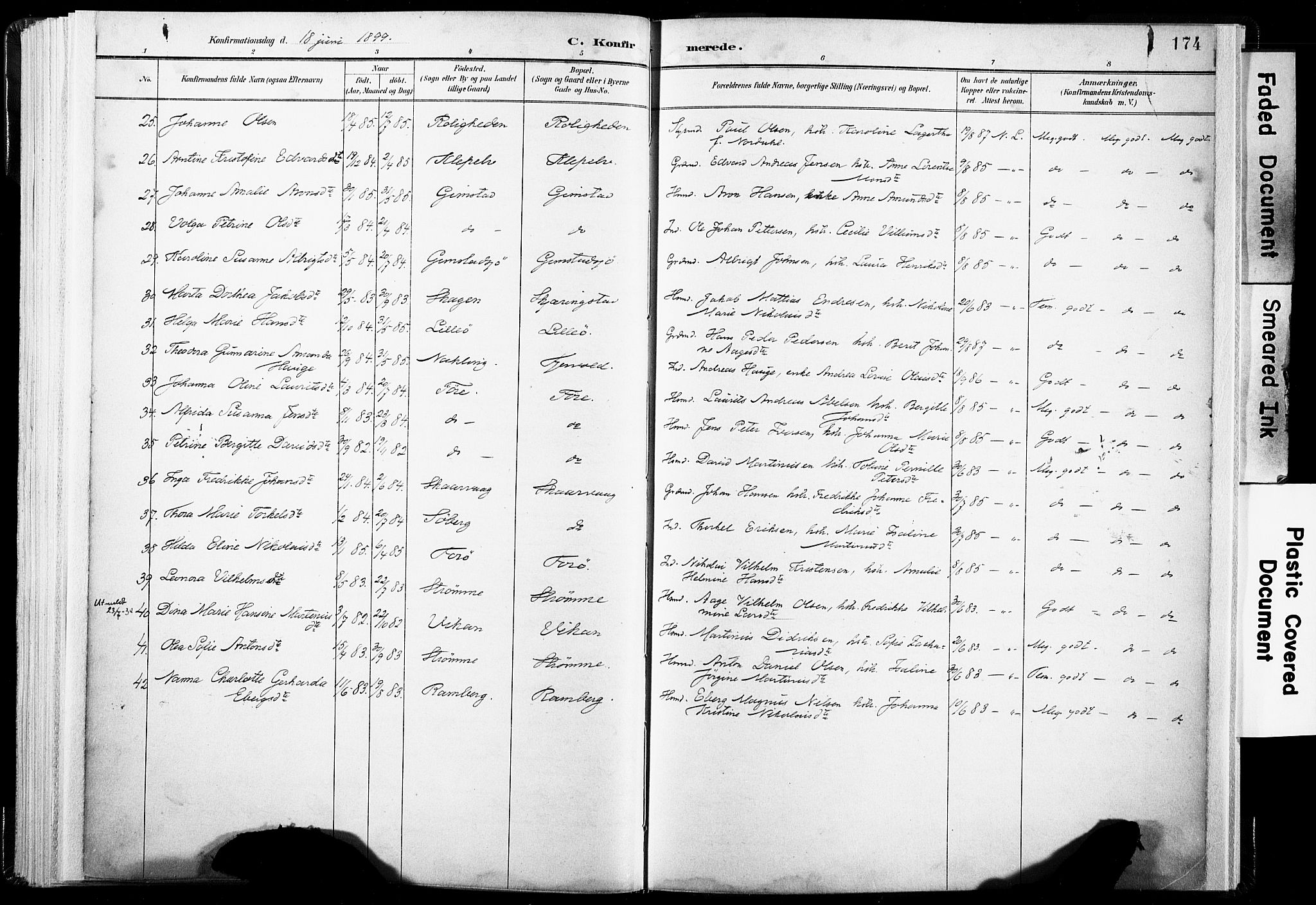 Ministerialprotokoller, klokkerbøker og fødselsregistre - Nordland, AV/SAT-A-1459/891/L1304: Parish register (official) no. 891A09, 1895-1921, p. 174