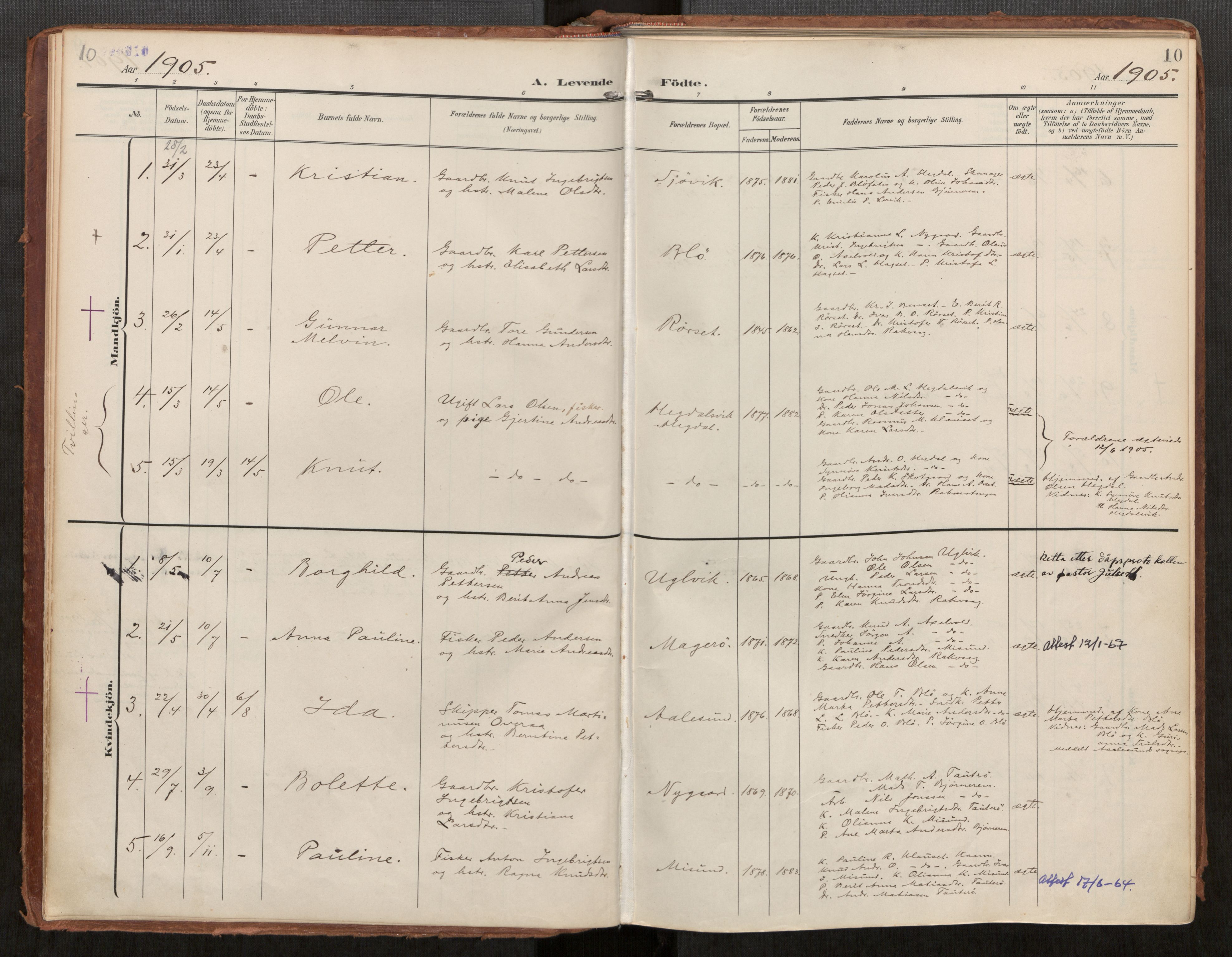 Ministerialprotokoller, klokkerbøker og fødselsregistre - Møre og Romsdal, AV/SAT-A-1454/563/L0740: Parish register (official) no. 563A02, 1903-1923, p. 10