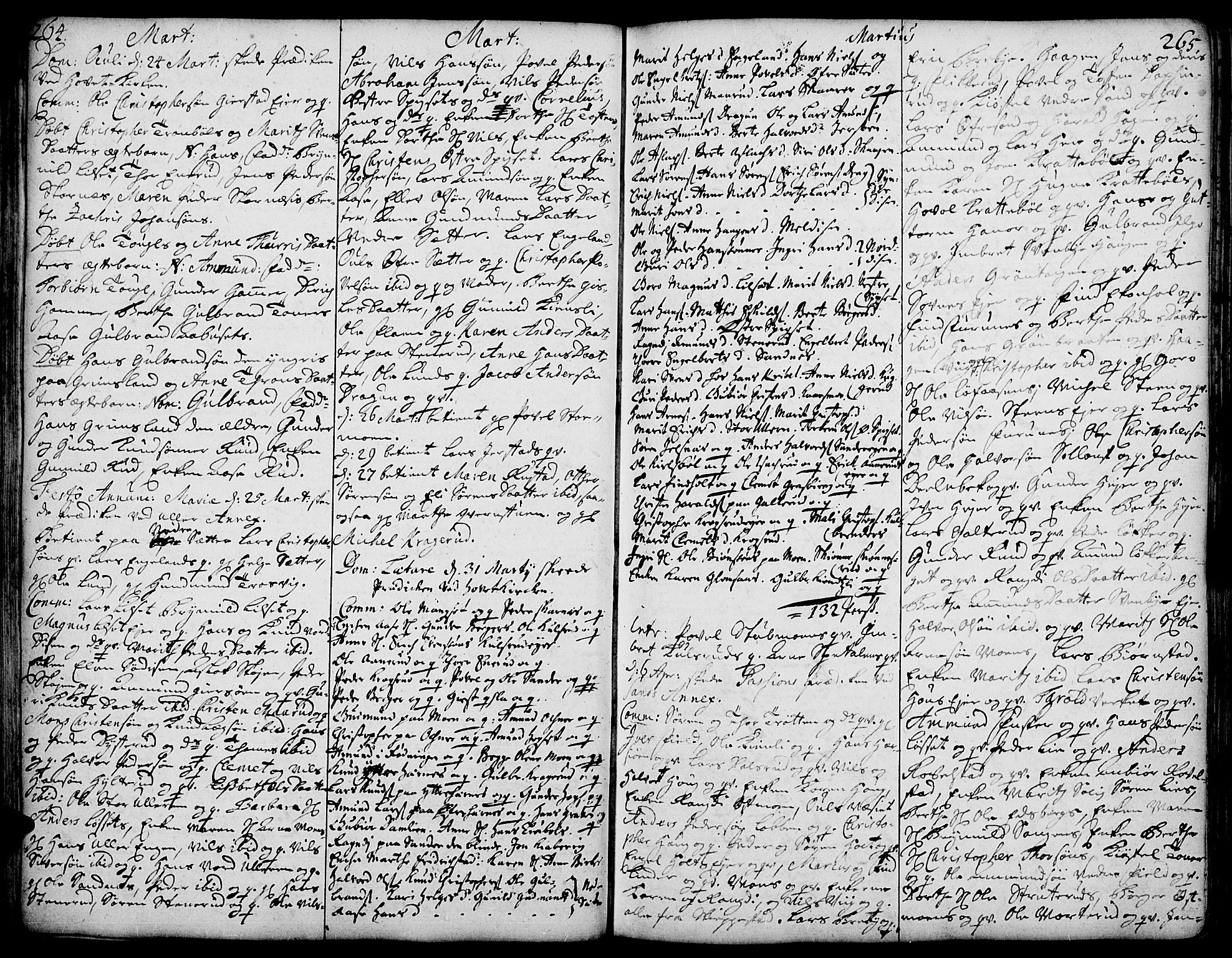 Strøm-Odalen prestekontor, AV/SAH-PREST-028/H/Ha/Haa/L0002: Parish register (official) no. 2, 1716-1740, p. 264-265