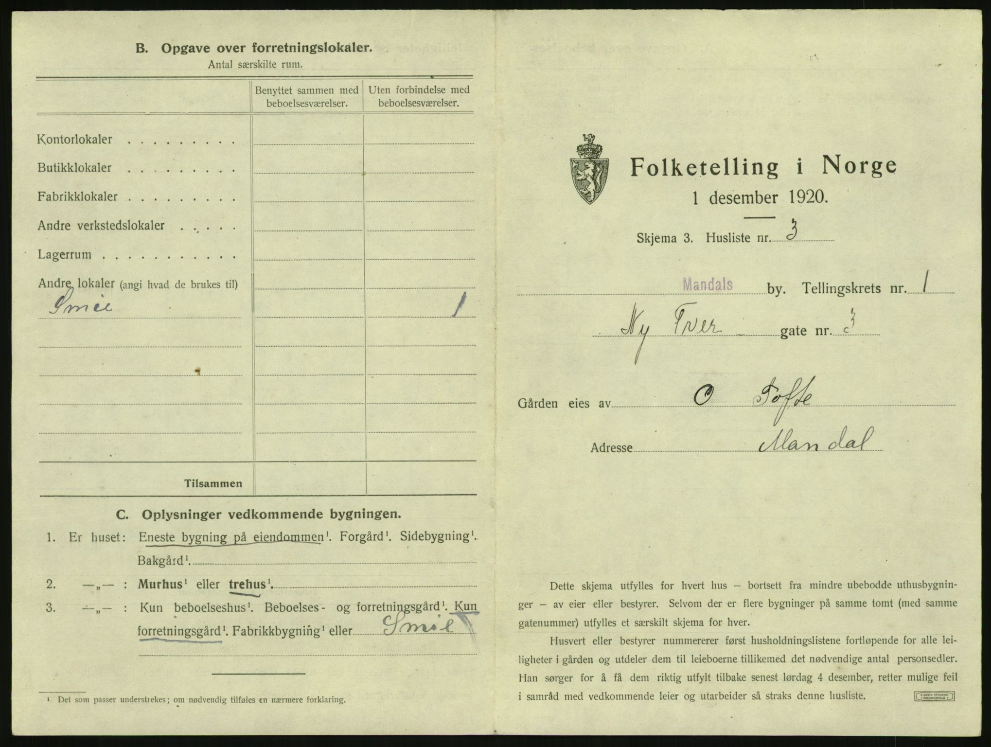 SAK, 1920 census for Mandal, 1920, p. 47