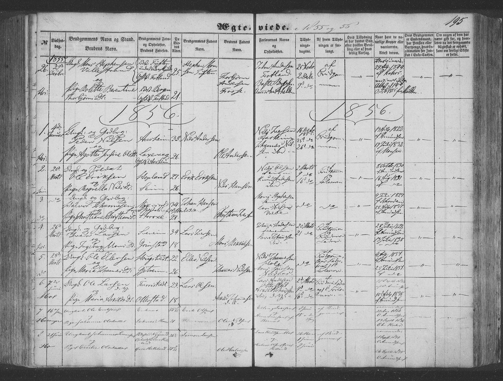 Hosanger sokneprestembete, AV/SAB-A-75801/H/Haa: Parish register (official) no. A 8, 1849-1863, p. 195