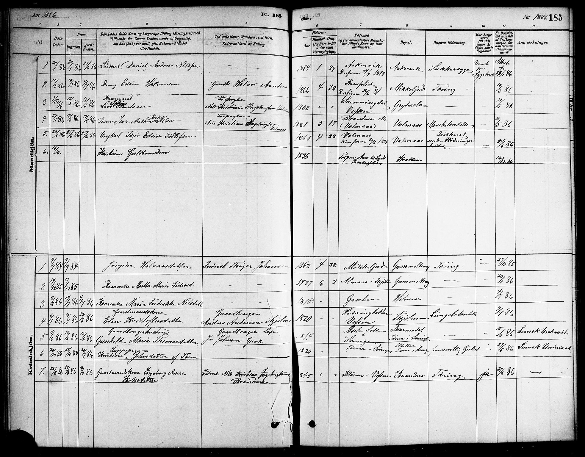 Ministerialprotokoller, klokkerbøker og fødselsregistre - Nordland, SAT/A-1459/823/L0330: Parish register (copy) no. 823C02, 1879-1916, p. 185