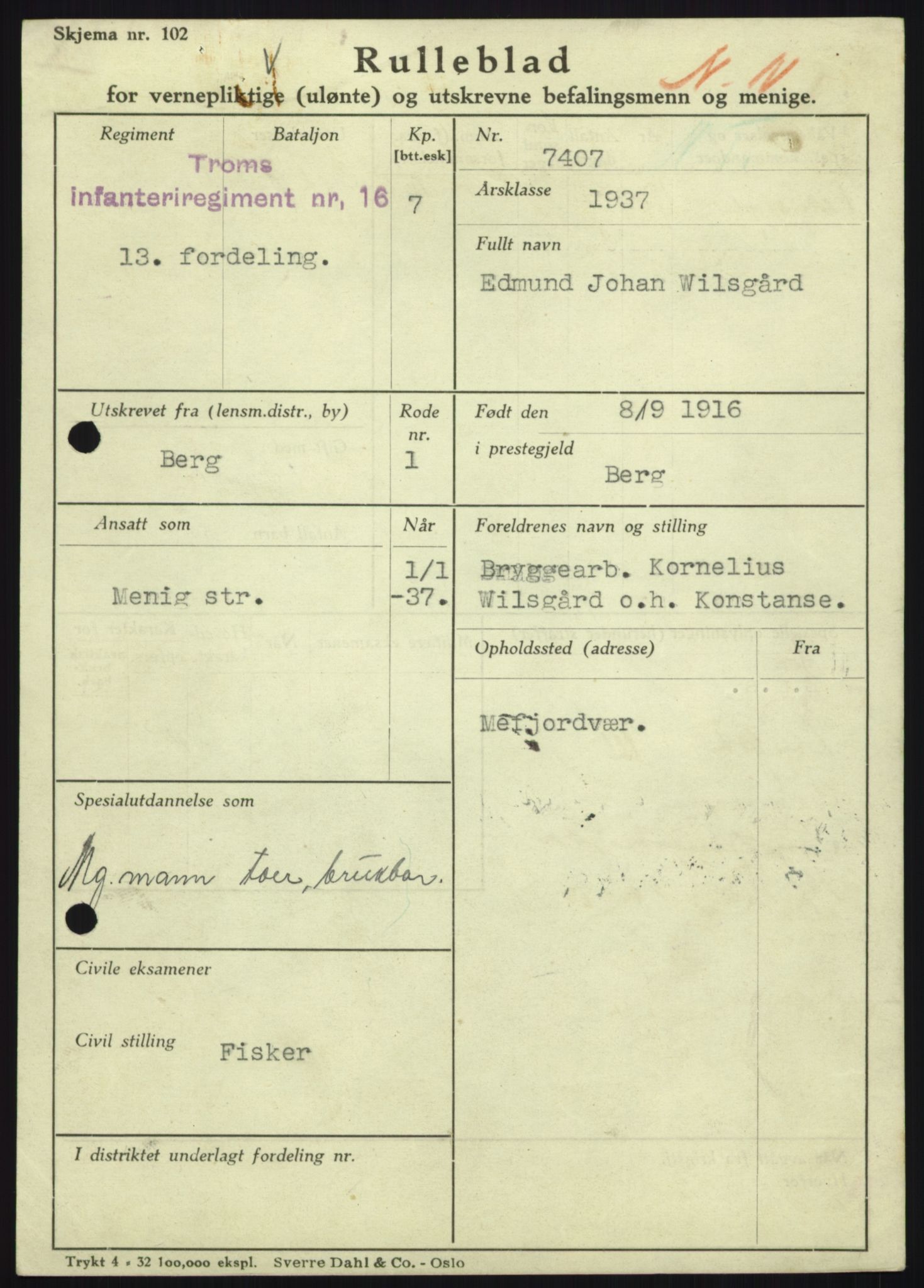 Forsvaret, Troms infanteriregiment nr. 16, AV/RA-RAFA-3146/P/Pa/L0021: Rulleblad for regimentets menige mannskaper, årsklasse 1937, 1937, p. 1215