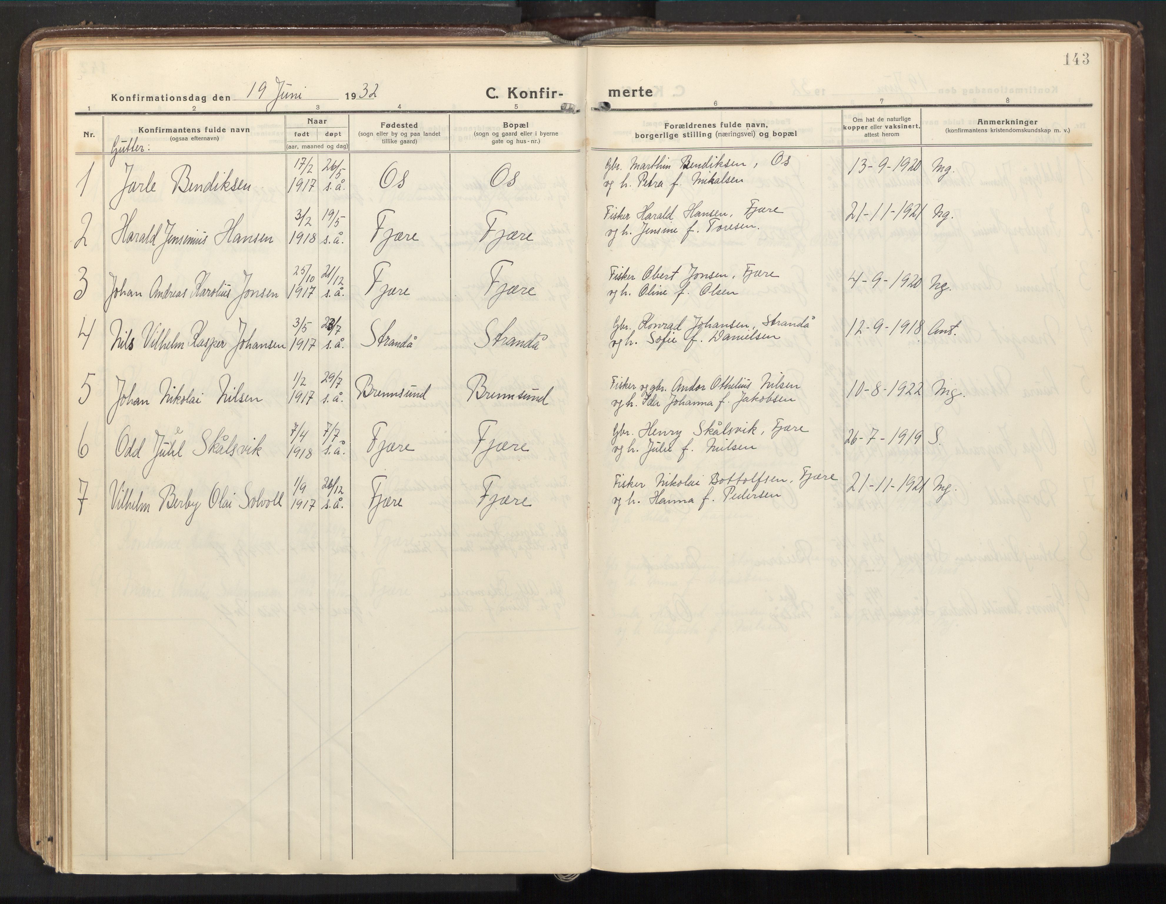Ministerialprotokoller, klokkerbøker og fødselsregistre - Nordland, SAT/A-1459/803/L0073: Parish register (official) no. 803A03, 1920-1955, p. 143