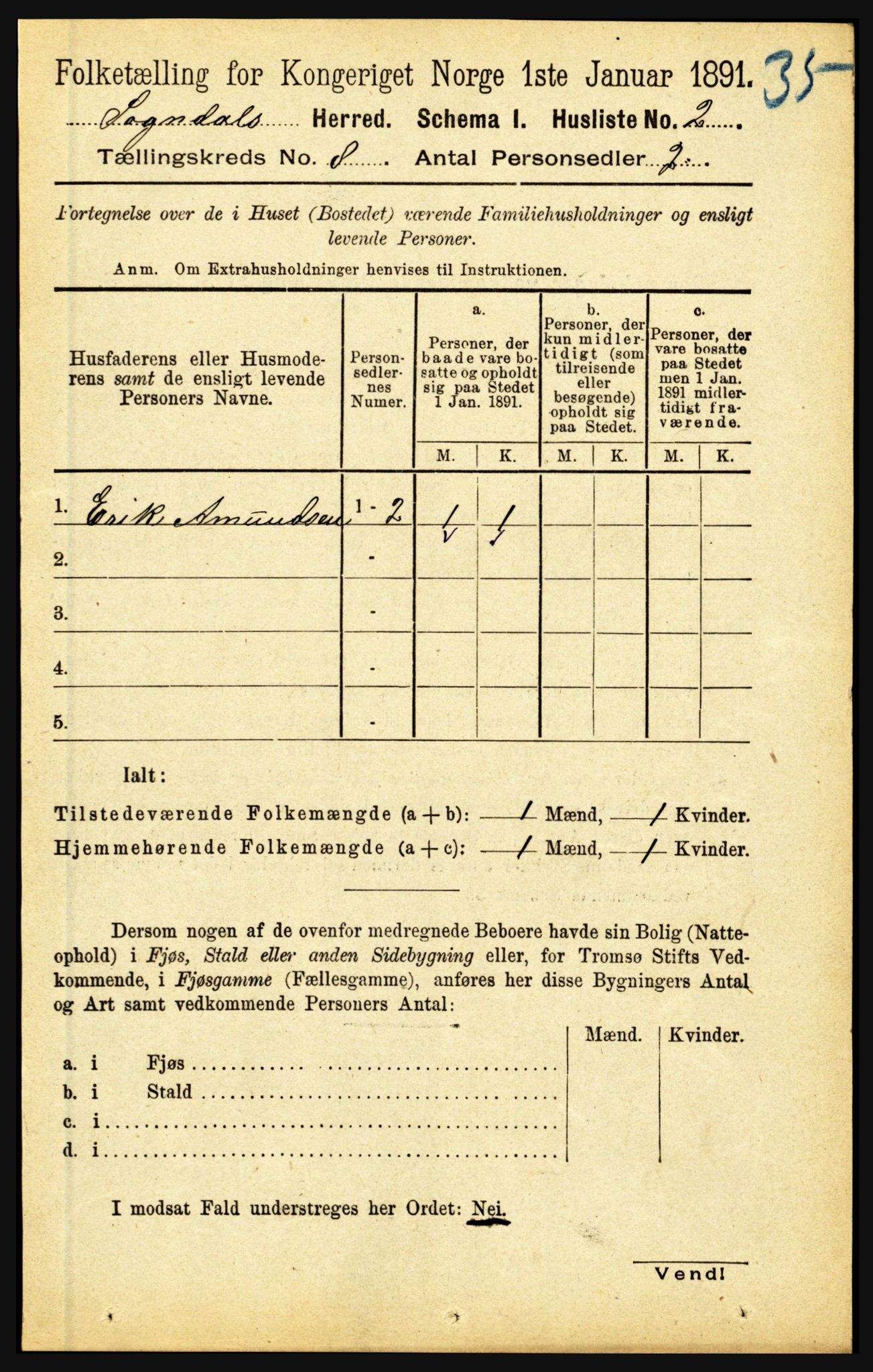 RA, 1891 census for 1420 Sogndal, 1891, p. 3245