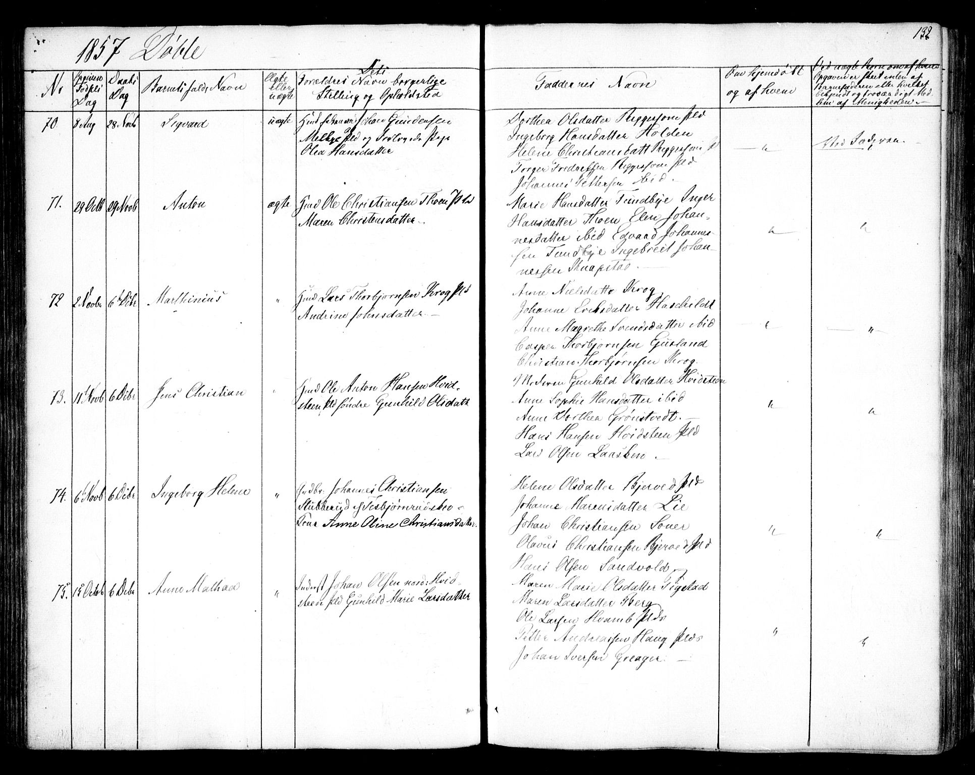 Hobøl prestekontor Kirkebøker, SAO/A-2002/F/Fa/L0003: Parish register (official) no. I 3, 1842-1864, p. 132
