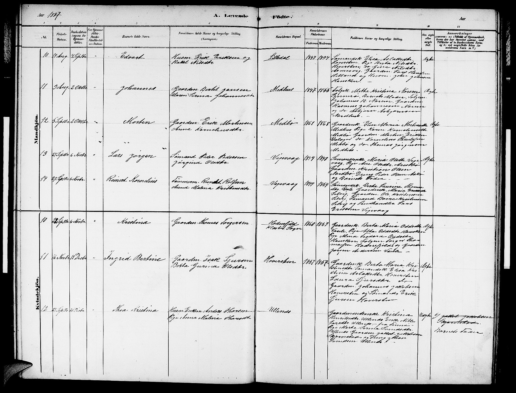 Rennesøy sokneprestkontor, AV/SAST-A -101827/H/Ha/Hab/L0007: Parish register (copy) no. B 7, 1881-1890