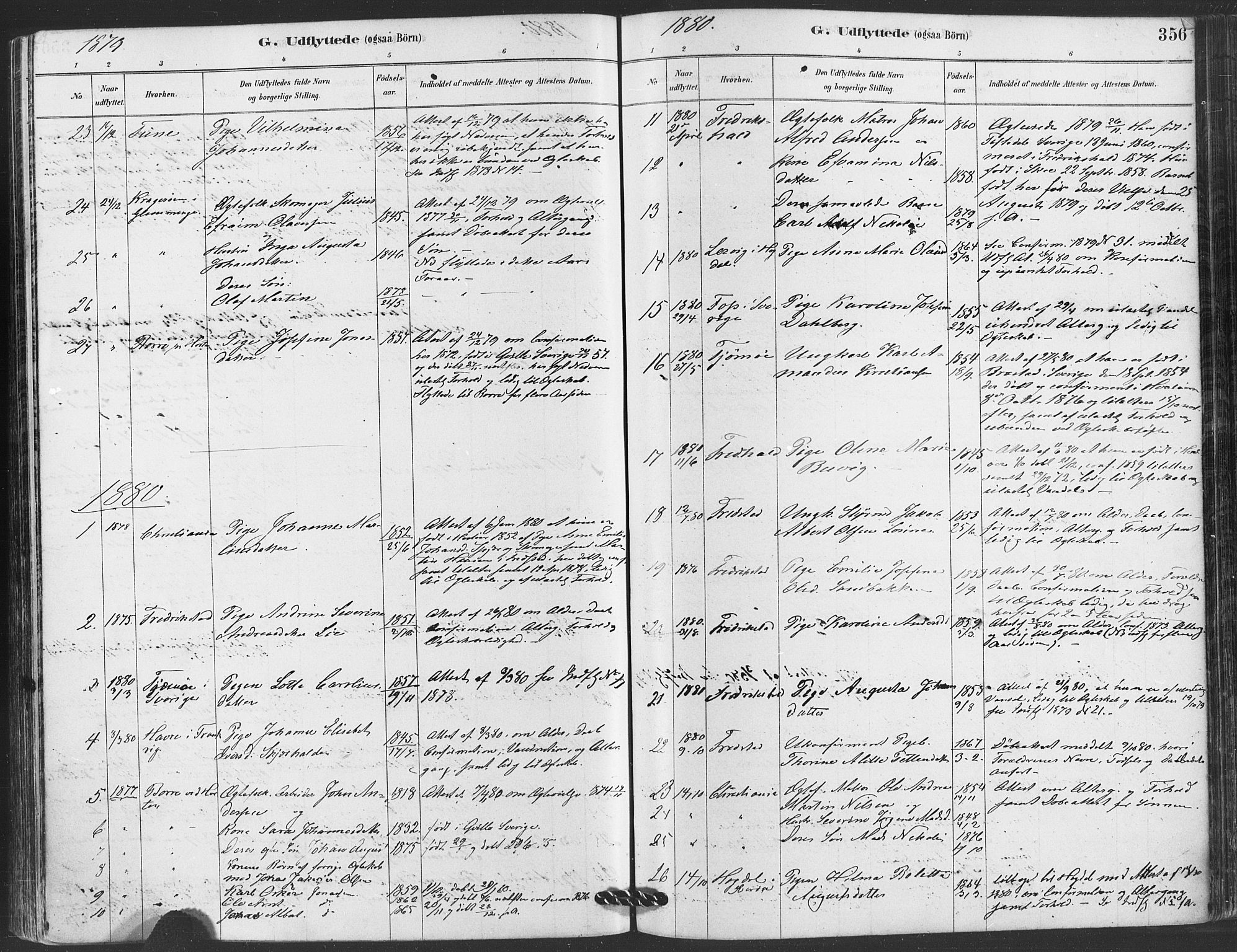 Hvaler prestekontor Kirkebøker, AV/SAO-A-2001/F/Fa/L0008: Parish register (official) no. I 8, 1878-1895, p. 356