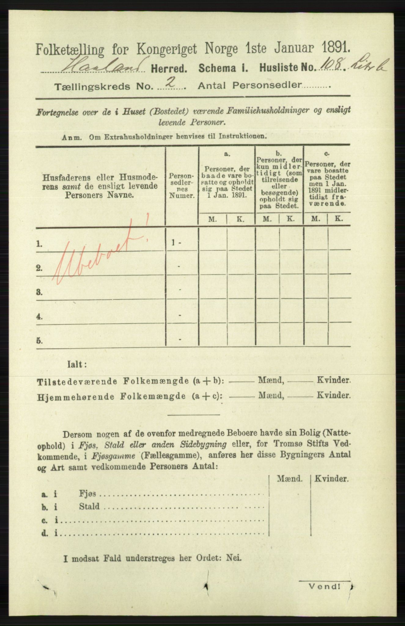 RA, 1891 census for 1124 Haaland, 1891, p. 973