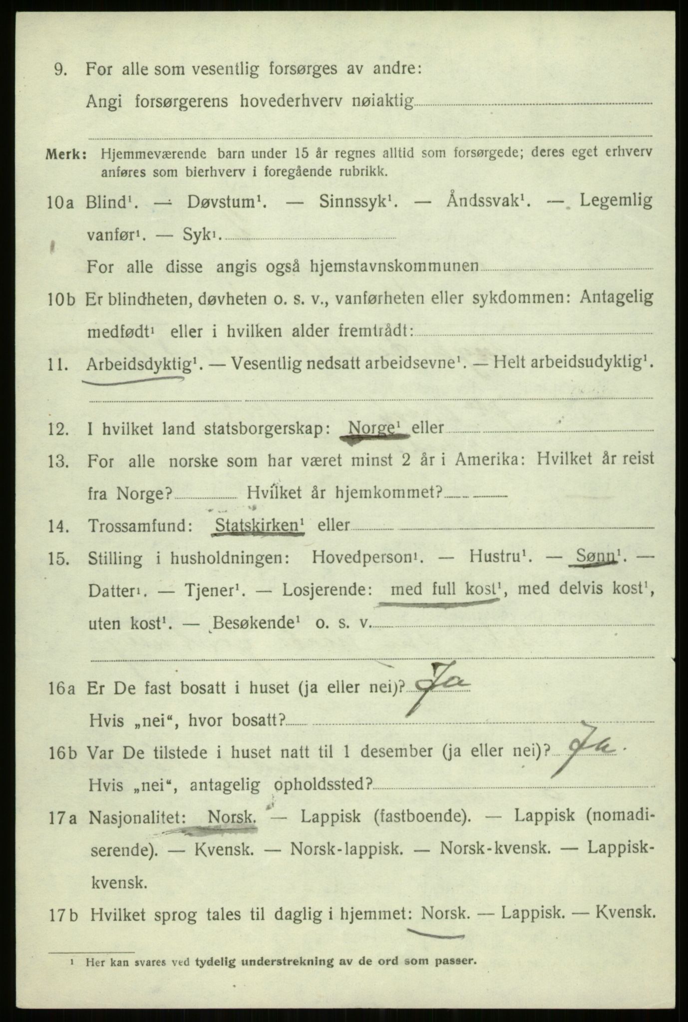 SATØ, 1920 census for Trondenes, 1920, p. 4142