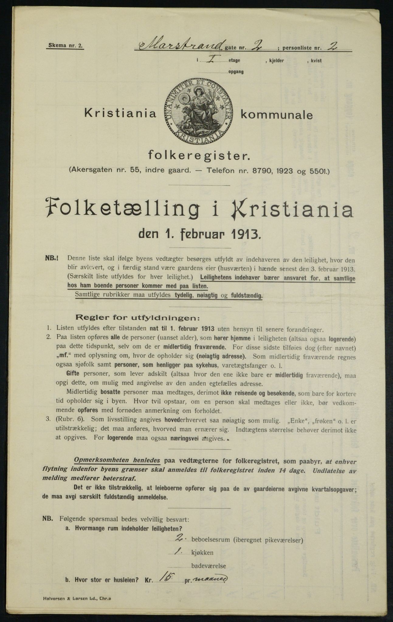 OBA, Municipal Census 1913 for Kristiania, 1913, p. 64513