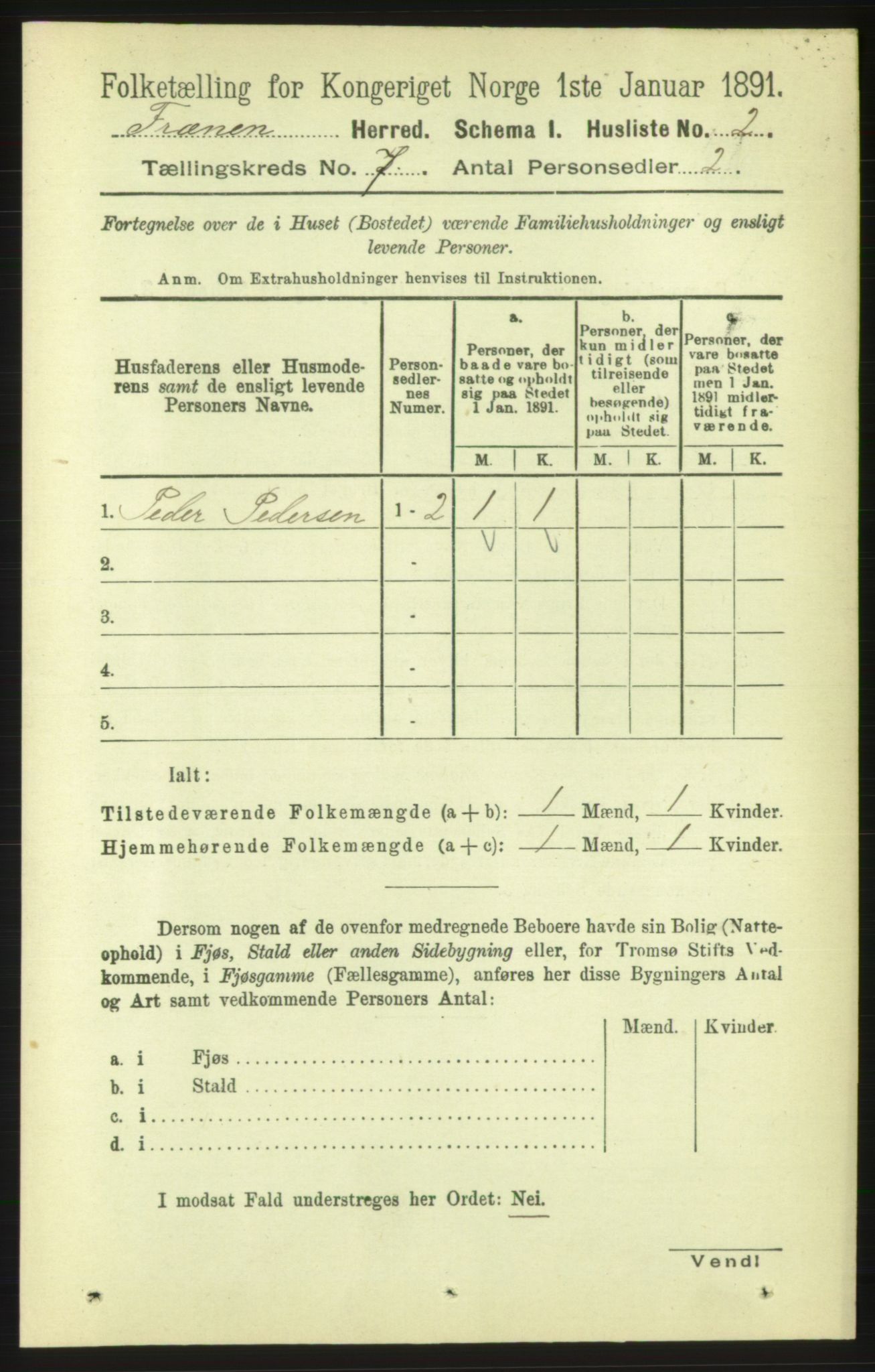 RA, 1891 census for 1548 Fræna, 1891, p. 2287