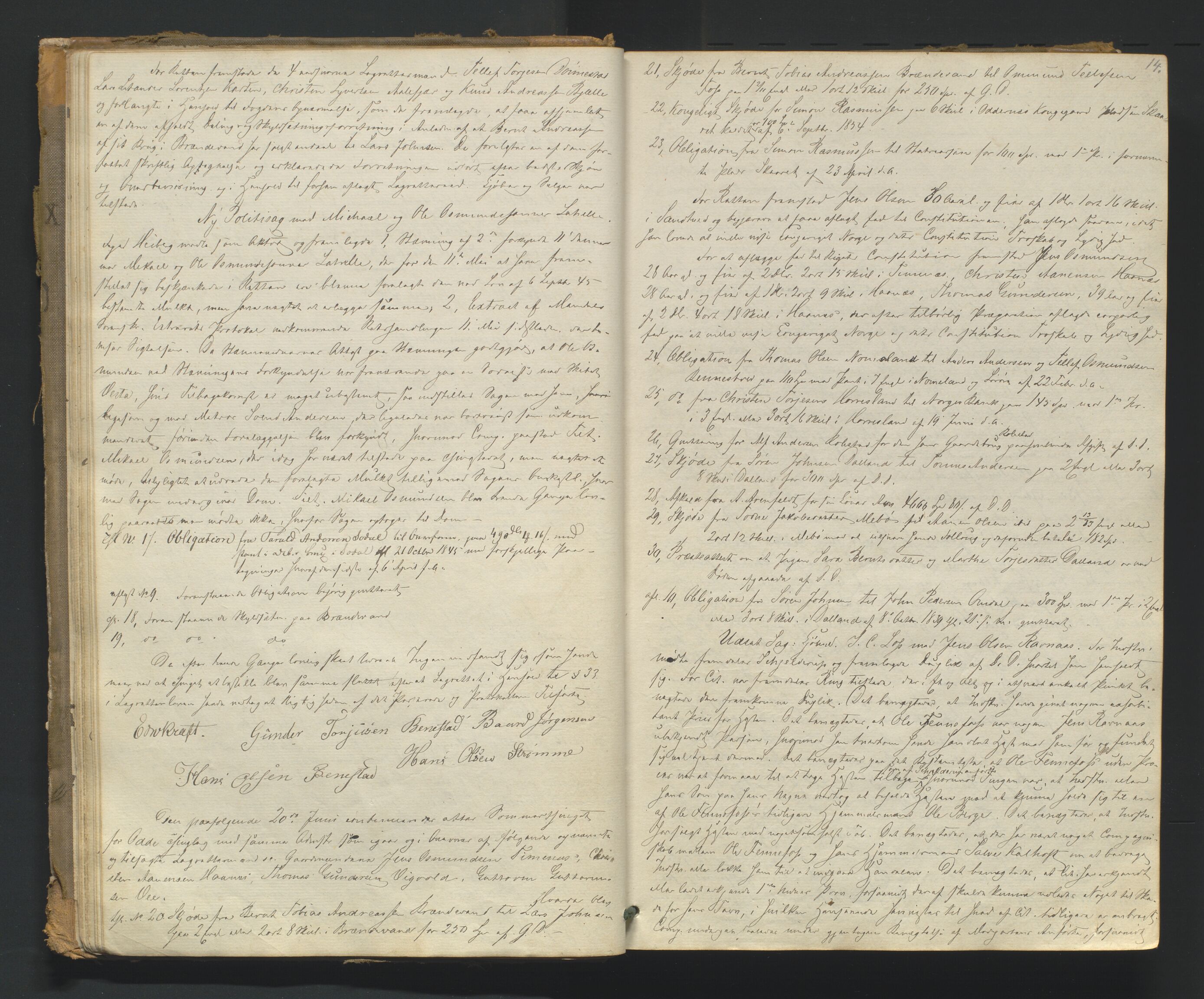 Torridal sorenskriveri, AV/SAK-1221-0012/F/Fa/L0001: Tingbok nr. 1, 1855-1864, p. 13b-14a