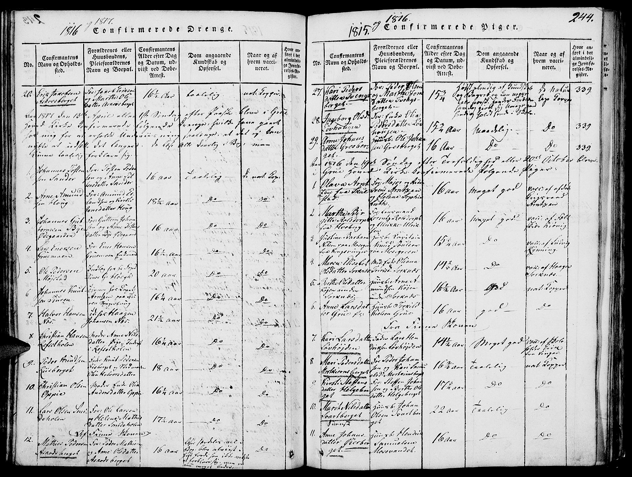 Grue prestekontor, SAH/PREST-036/H/Ha/Hab/L0002: Parish register (copy) no. 2, 1815-1841, p. 244