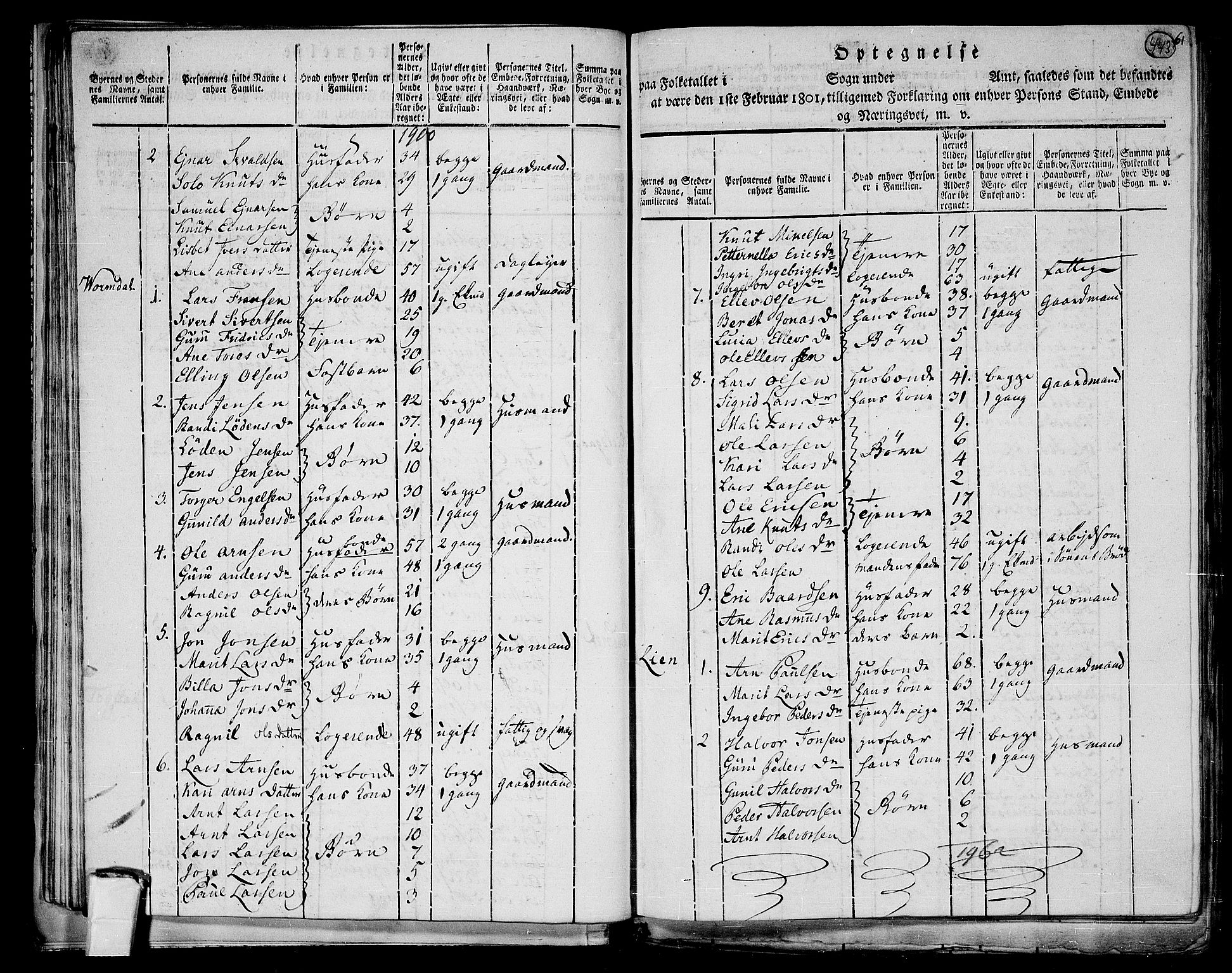 RA, 1801 census for 1638P Orkdal, 1801, p. 442b-443a