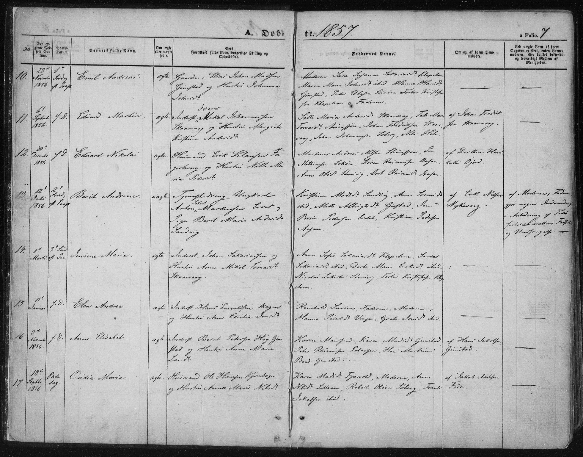 Ministerialprotokoller, klokkerbøker og fødselsregistre - Nordland, AV/SAT-A-1459/891/L1300: Parish register (official) no. 891A05, 1856-1870, p. 7