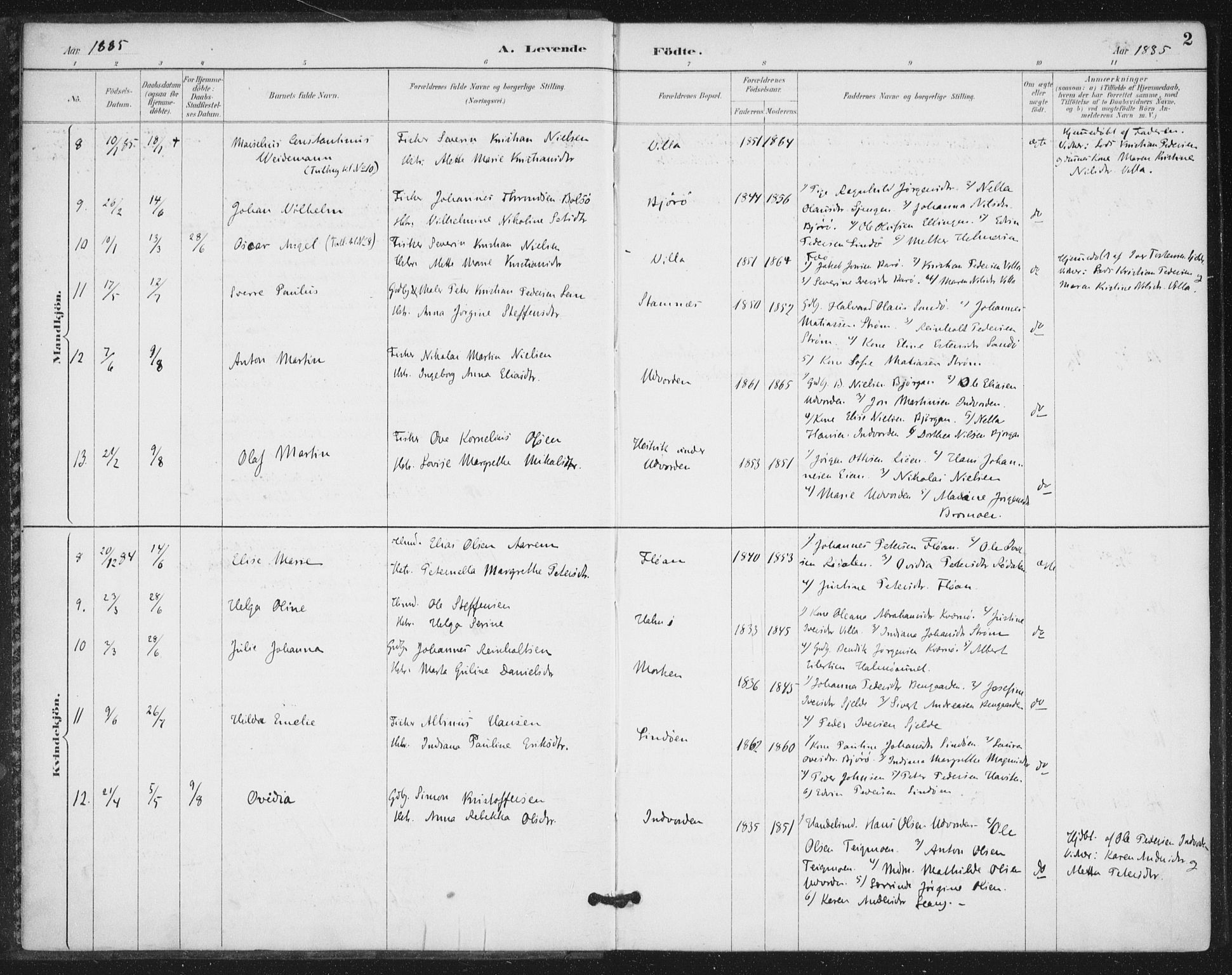 Ministerialprotokoller, klokkerbøker og fødselsregistre - Nord-Trøndelag, SAT/A-1458/772/L0603: Parish register (official) no. 772A01, 1885-1912, p. 2