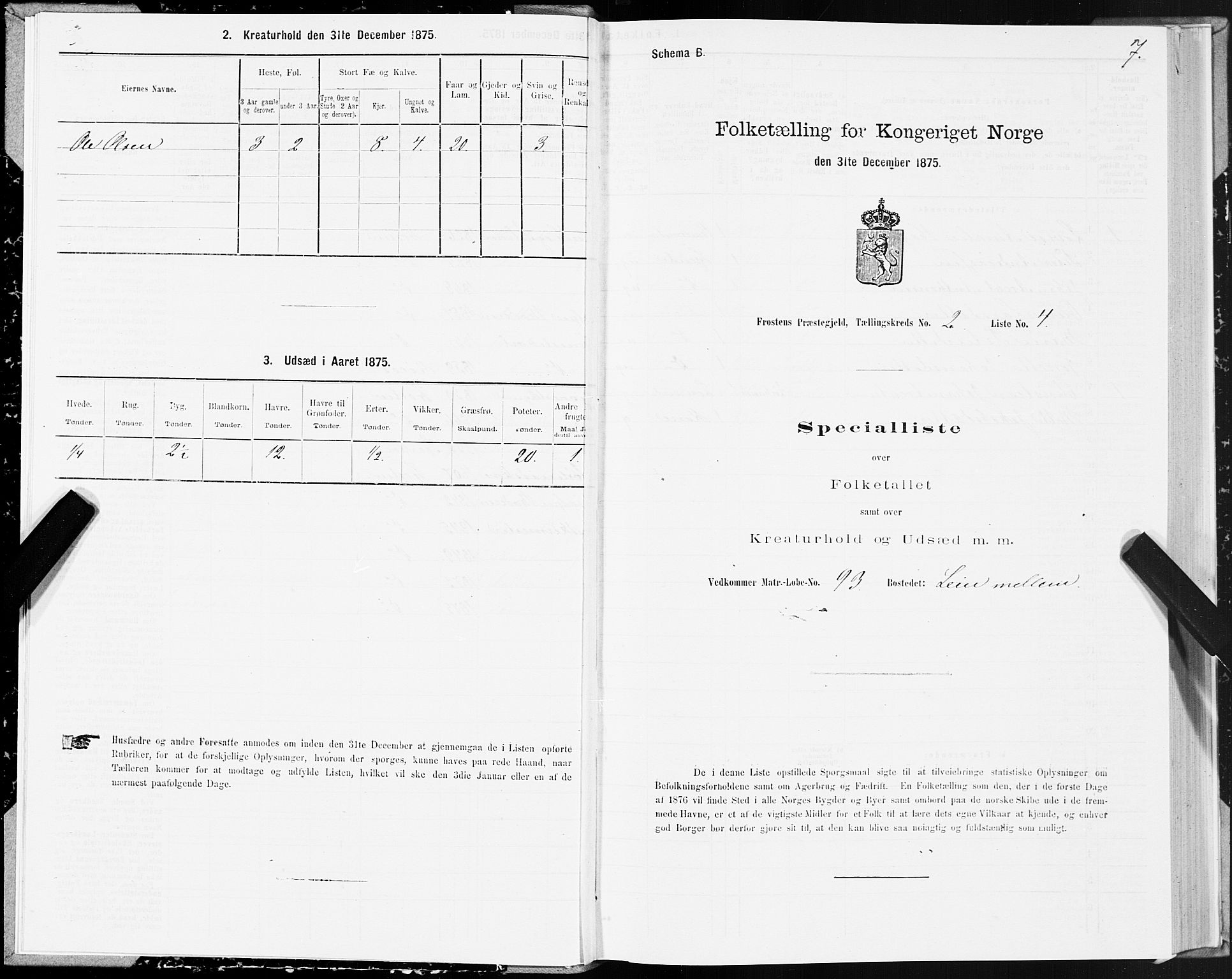 SAT, 1875 census for 1717P Frosta, 1875, p. 2007