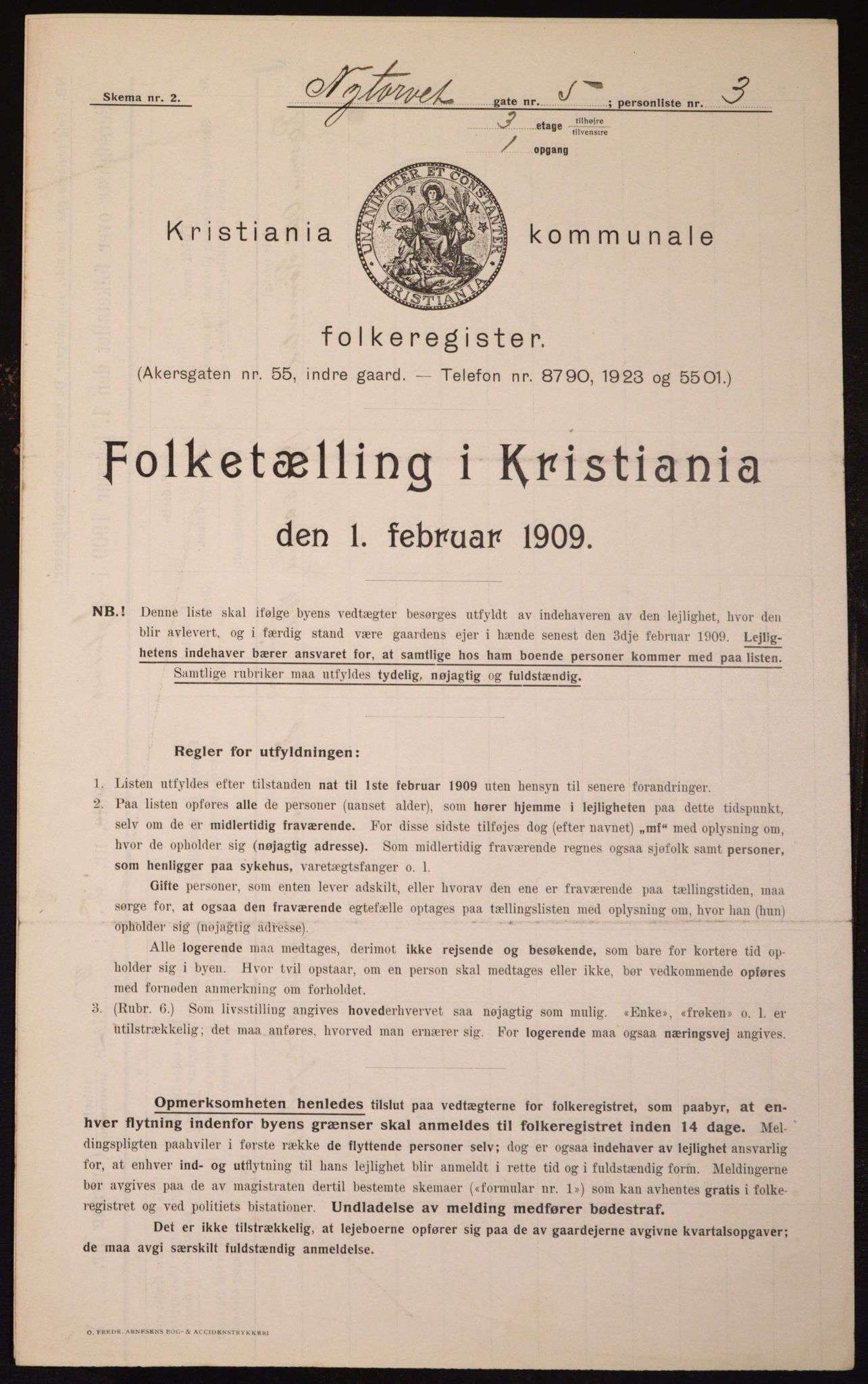 OBA, Municipal Census 1909 for Kristiania, 1909, p. 67171