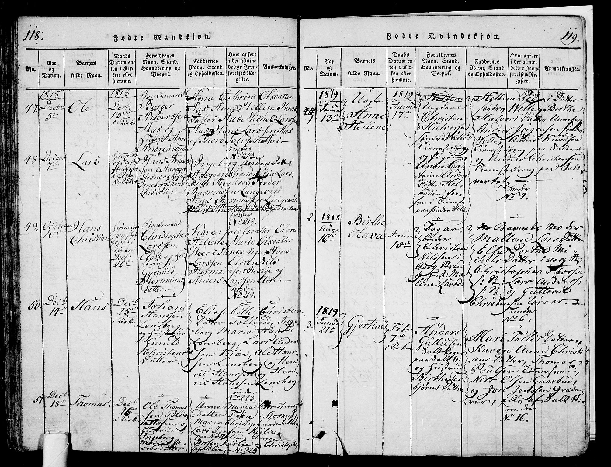 Sem kirkebøker, AV/SAKO-A-5/G/Ga/L0001: Parish register (copy) no. I 1, 1814-1825, p. 118-119