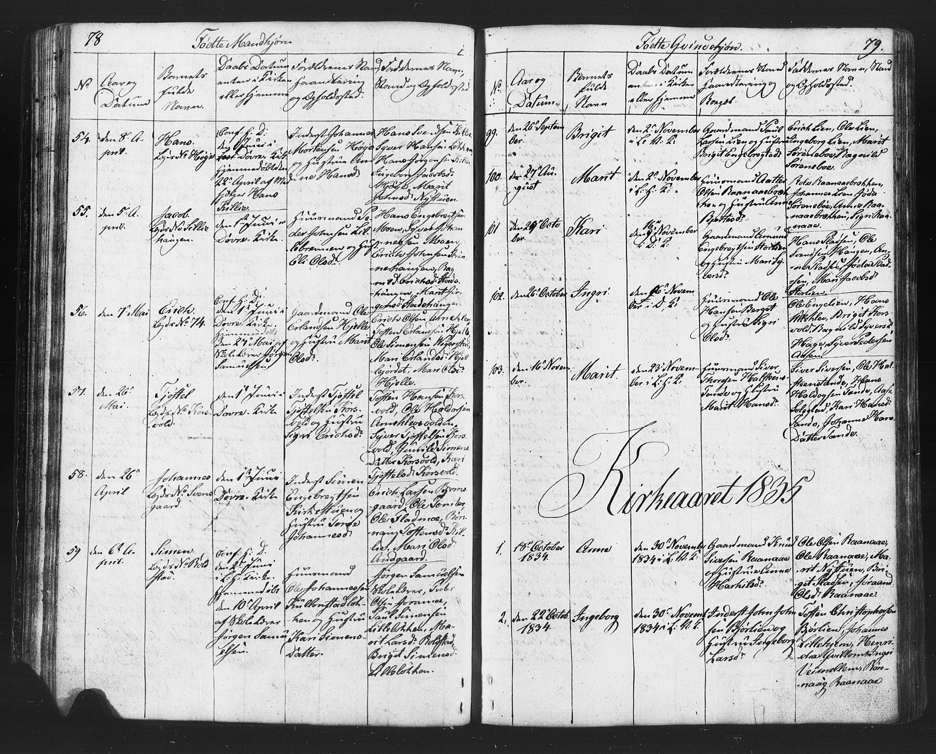 Lesja prestekontor, AV/SAH-PREST-068/H/Ha/Hab/L0002: Parish register (copy) no. 2, 1832-1850, p. 78-79