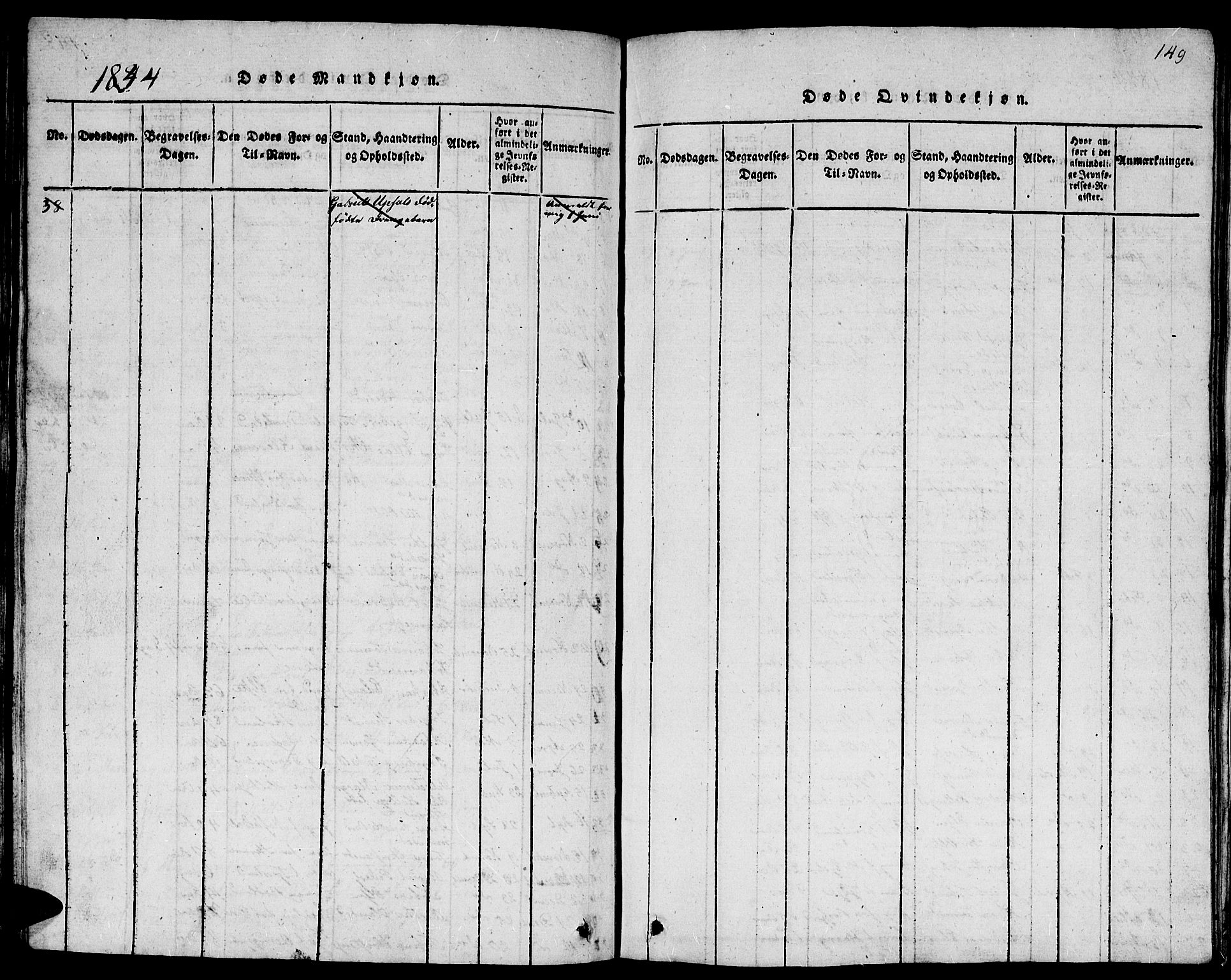 Lyngdal sokneprestkontor, AV/SAK-1111-0029/F/Fb/Fbc/L0001: Parish register (copy) no. B 1, 1815-1844, p. 149