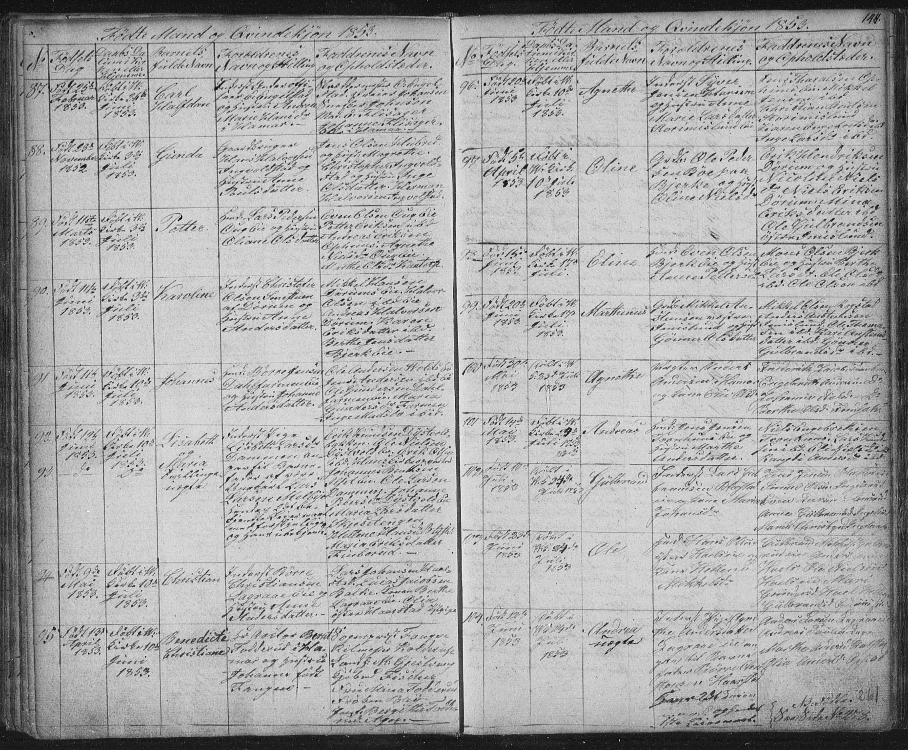 Vang prestekontor, Hedmark, SAH/PREST-008/H/Ha/Hab/L0008: Parish register (copy) no. 8, 1832-1854, p. 144
