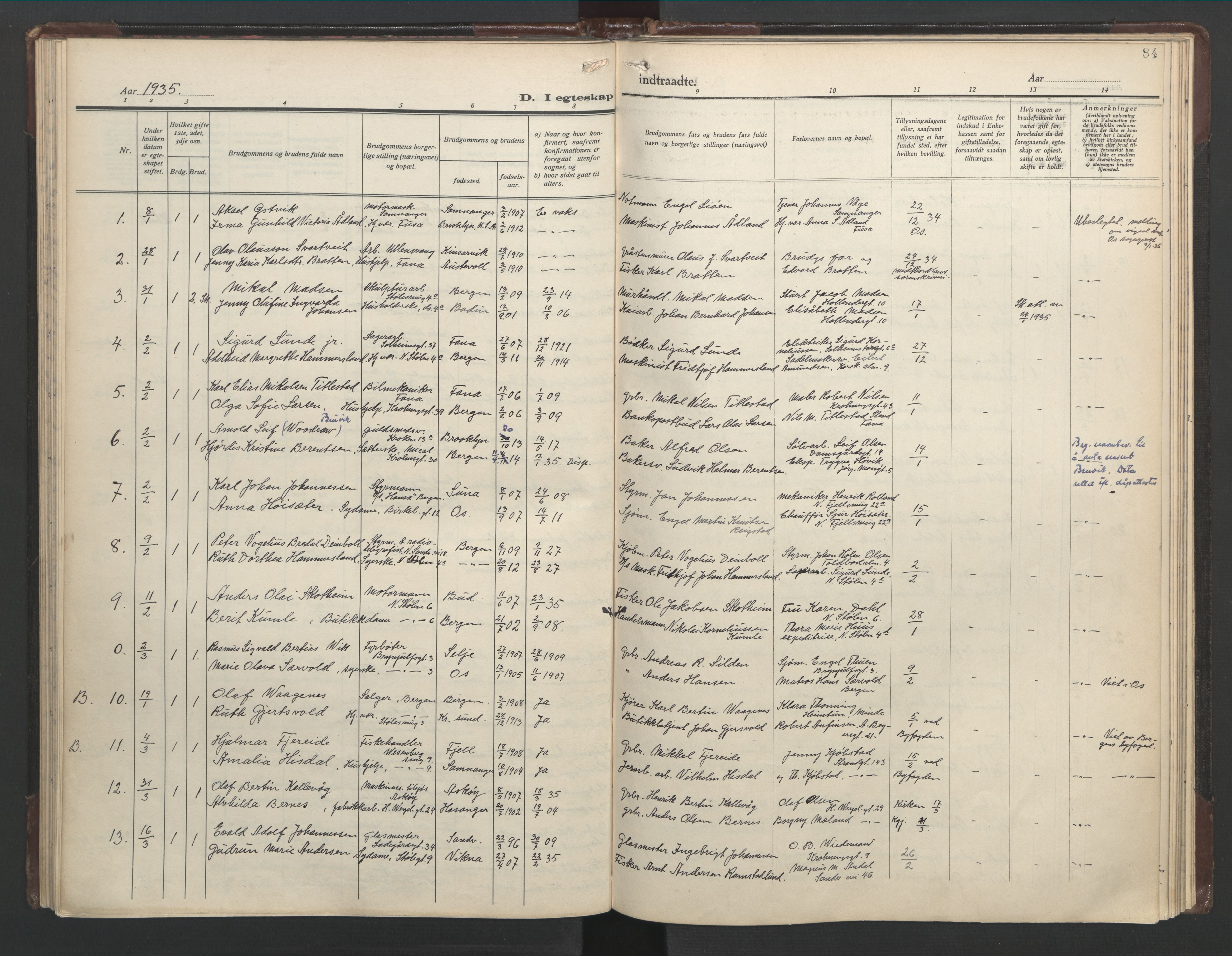 Mariakirken Sokneprestembete, AV/SAB-A-76901/H/Hab/L0011: Parish register (copy) no. A 11, 1938-1955, p. 83b-84a