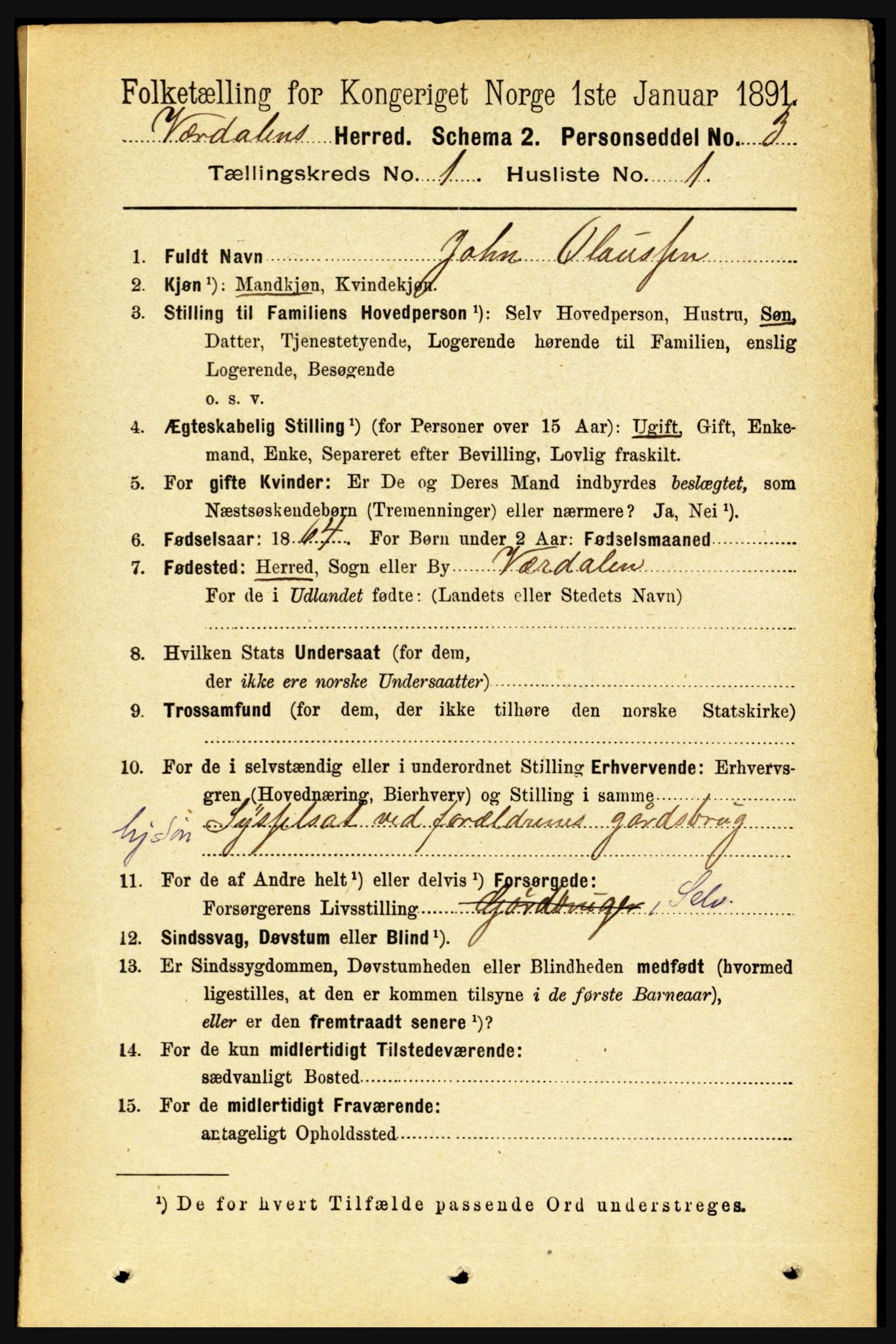 RA, 1891 census for 1721 Verdal, 1891, p. 150