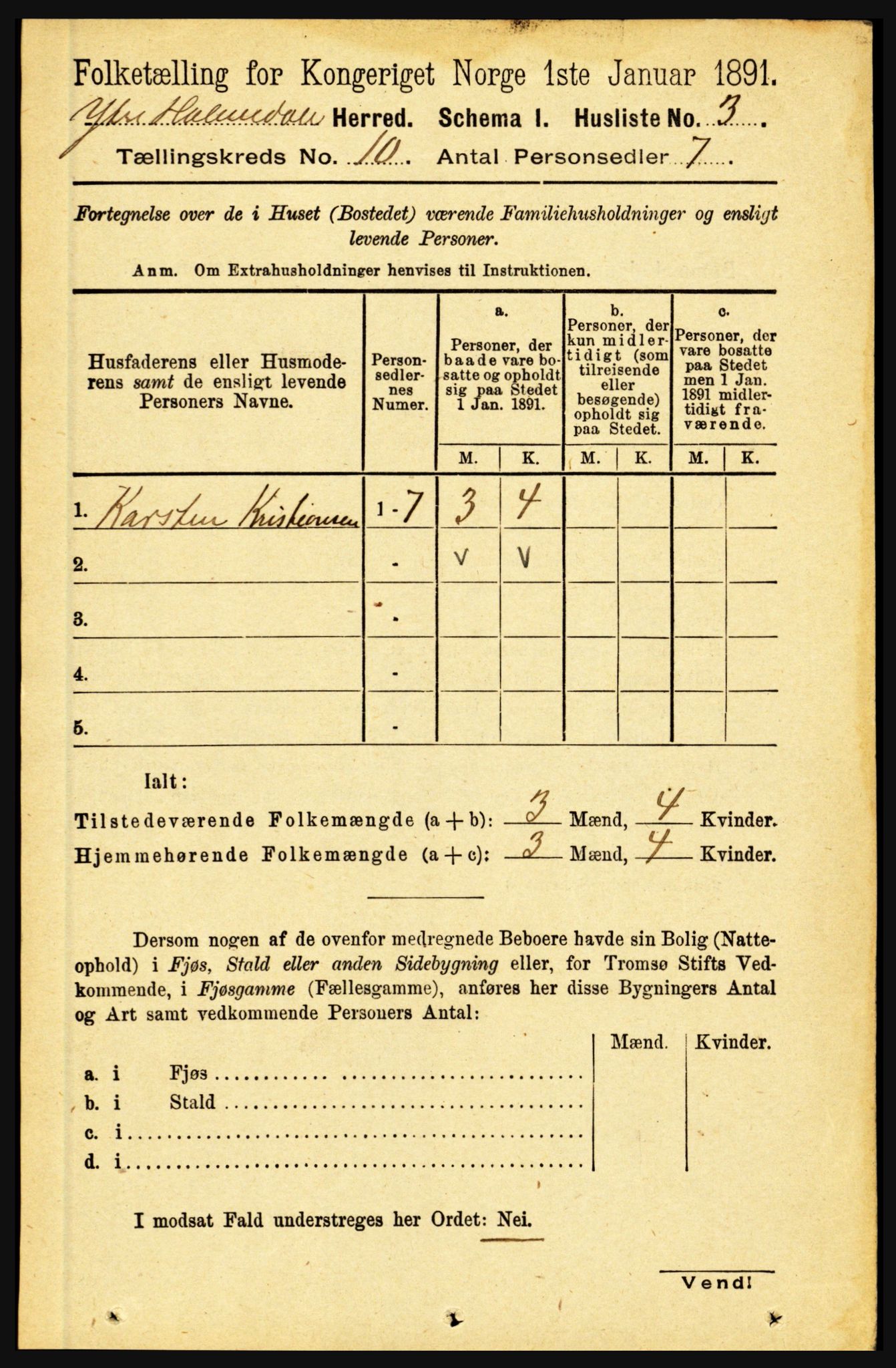 RA, 1891 census for 1429 Ytre Holmedal, 1891, p. 2230