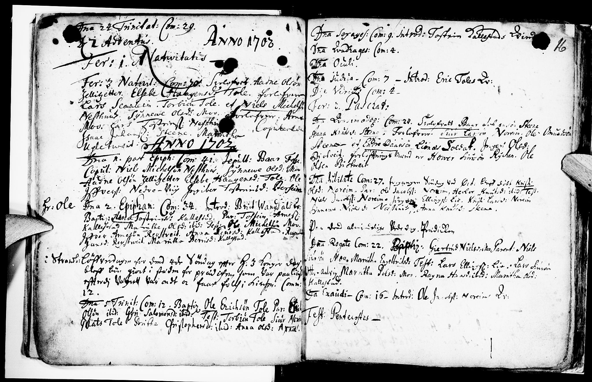 Kvam sokneprestembete, SAB/A-76201/H/Haa: Parish register (official) no. A 2, 1696-1741, p. 16