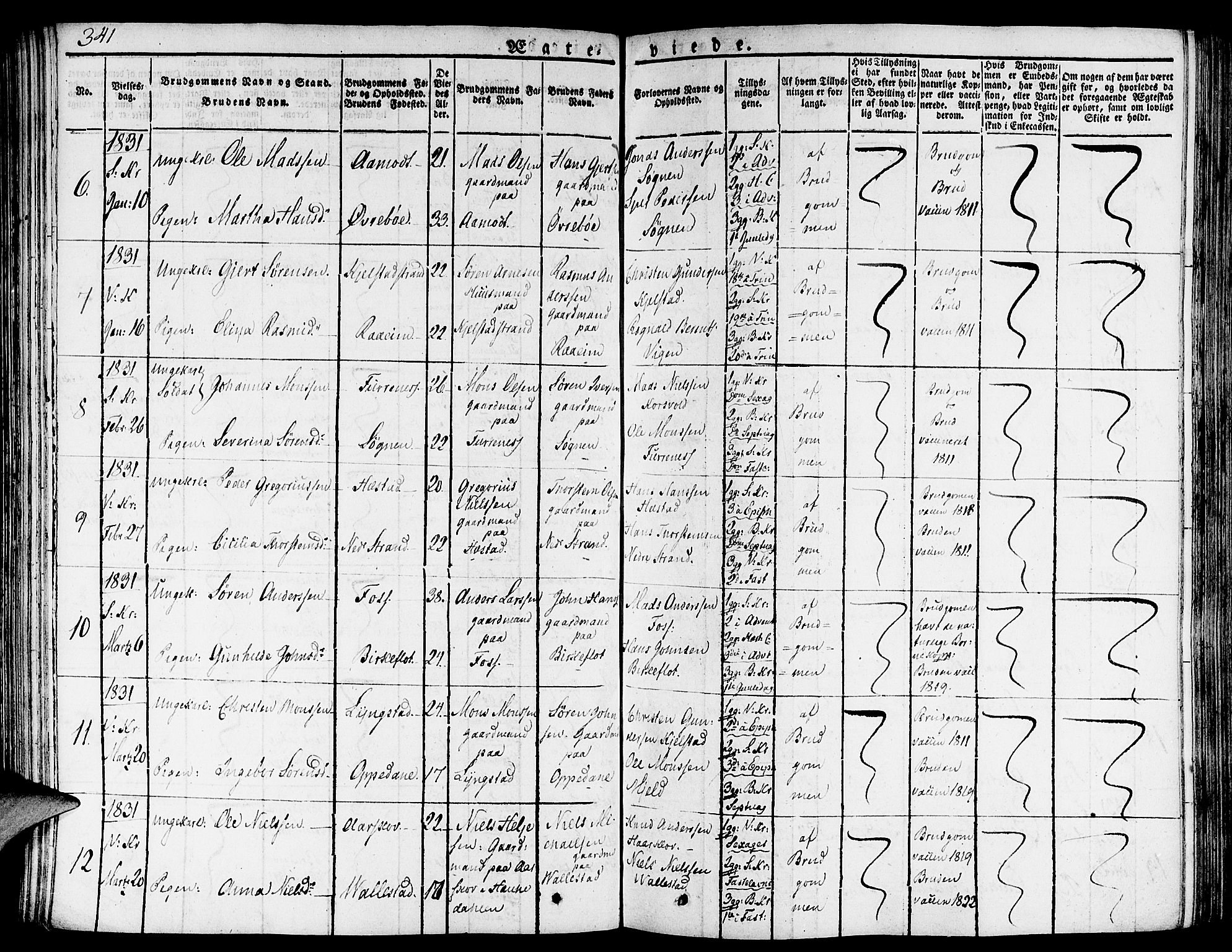 Gaular sokneprestembete, SAB/A-80001/H/Haa: Parish register (official) no. A 3, 1821-1840, p. 341